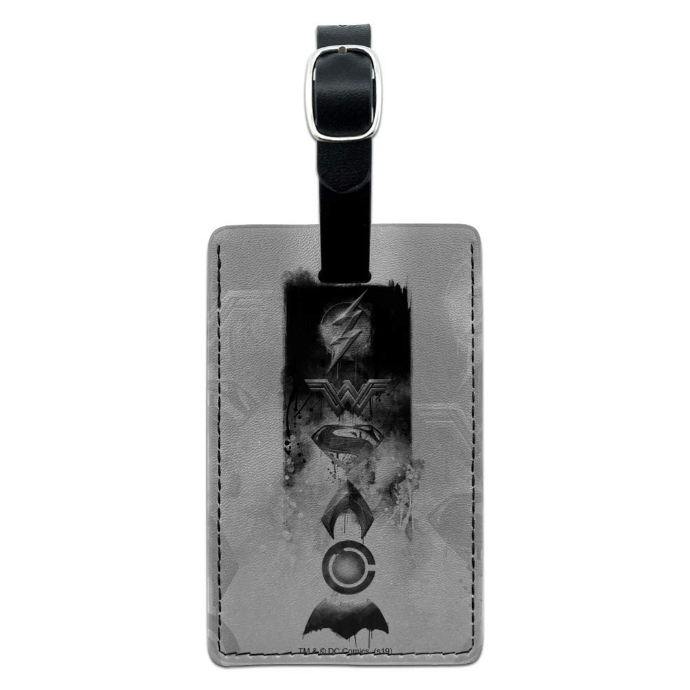 Justice League Emblem Leather Luggage Tag - Superhero Themed Rectangle ID Card Holder for Travel Bags, Suitcases & Backpacks - Perfect for DC Comics Fans & Cosplay Accessories