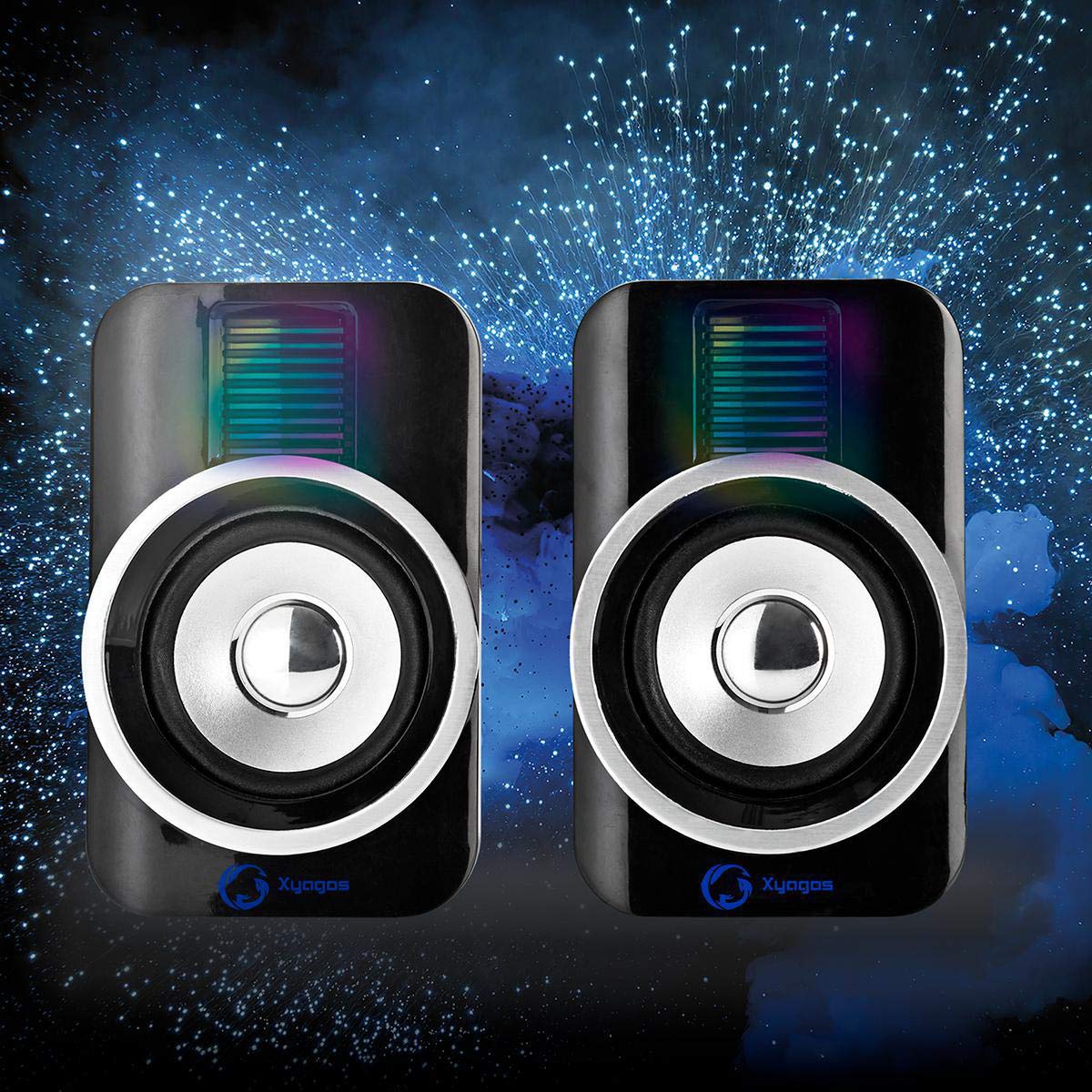 NEDIS 30W 2.0 Gaming Speakers with RGB Lighting for PC & Laptops - USB & 3.5mm Connectivity, Black | Perfect for Gaming Setups & Home Office