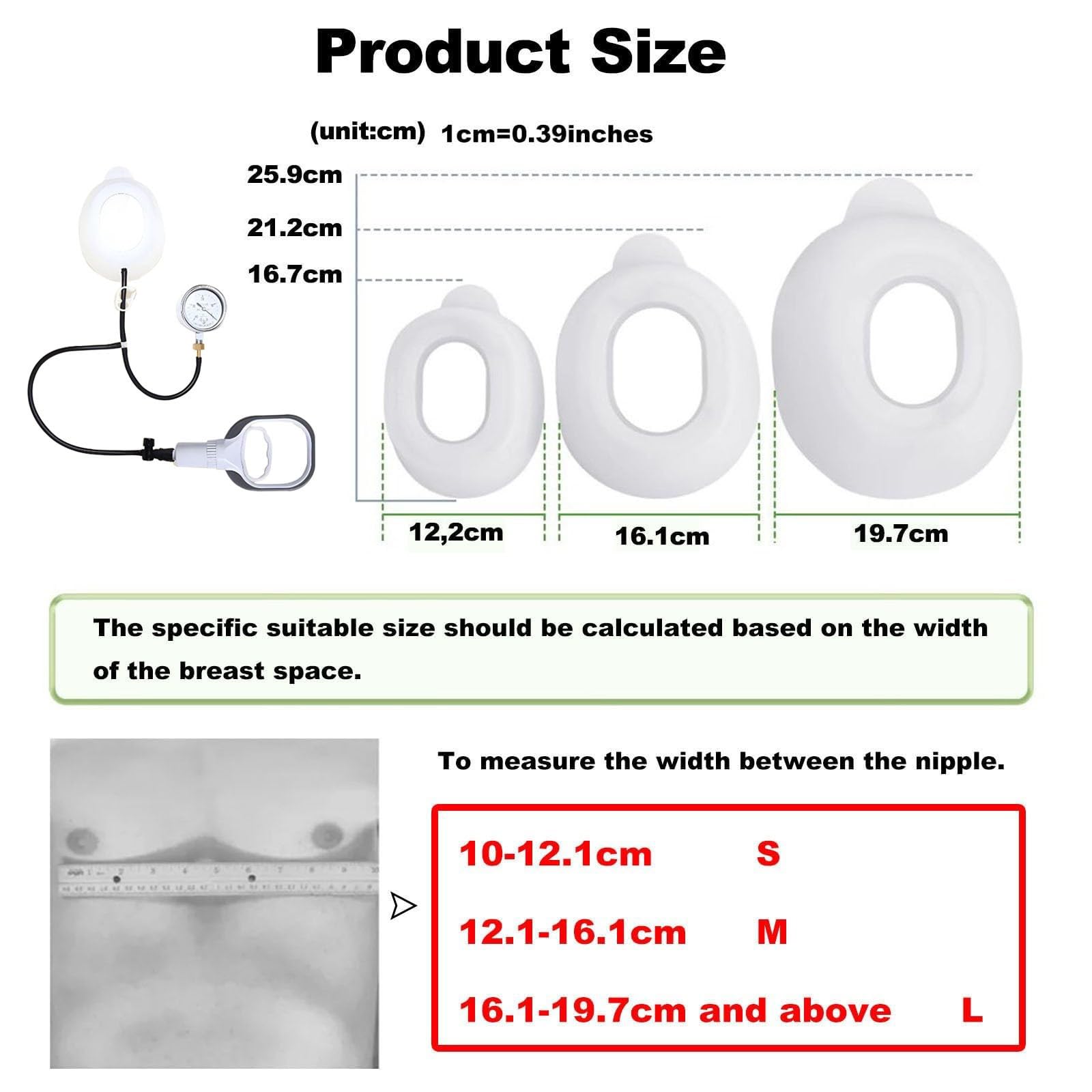 Pectus Excavatum Vacuum Bell - Adjustable Chest Brace for Pigeon Chest Correction, Washable Orthotic Support with Pressure Gauge (Large) - Ideal for Physical Therapy & Posture Improvement at Home