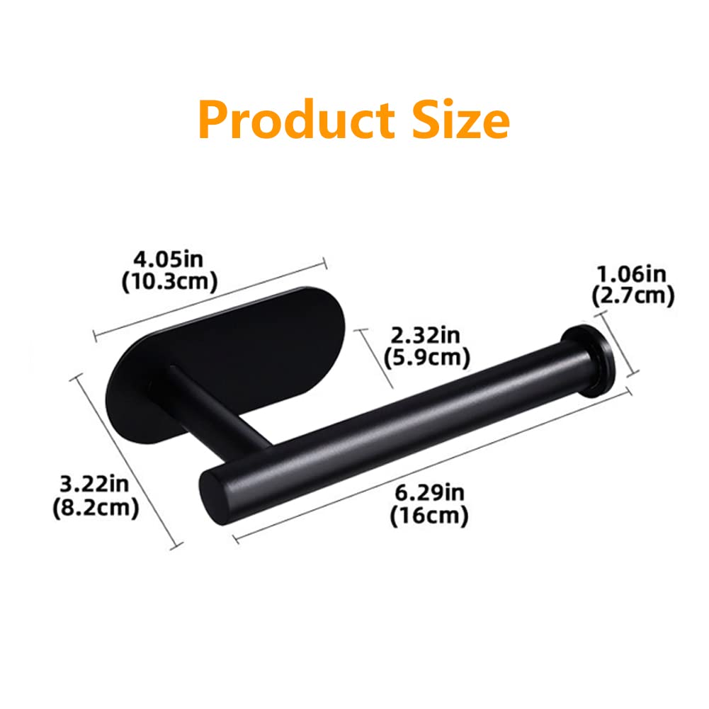 WYSE Self-Adhesive Black Toilet Paper Holder - No Drill Stick-On Bathroom Organizer, SUS304 Stainless Steel RV Toilet Roll Holder - Perfect for Small Bathrooms, RVs, Campers & Apartments