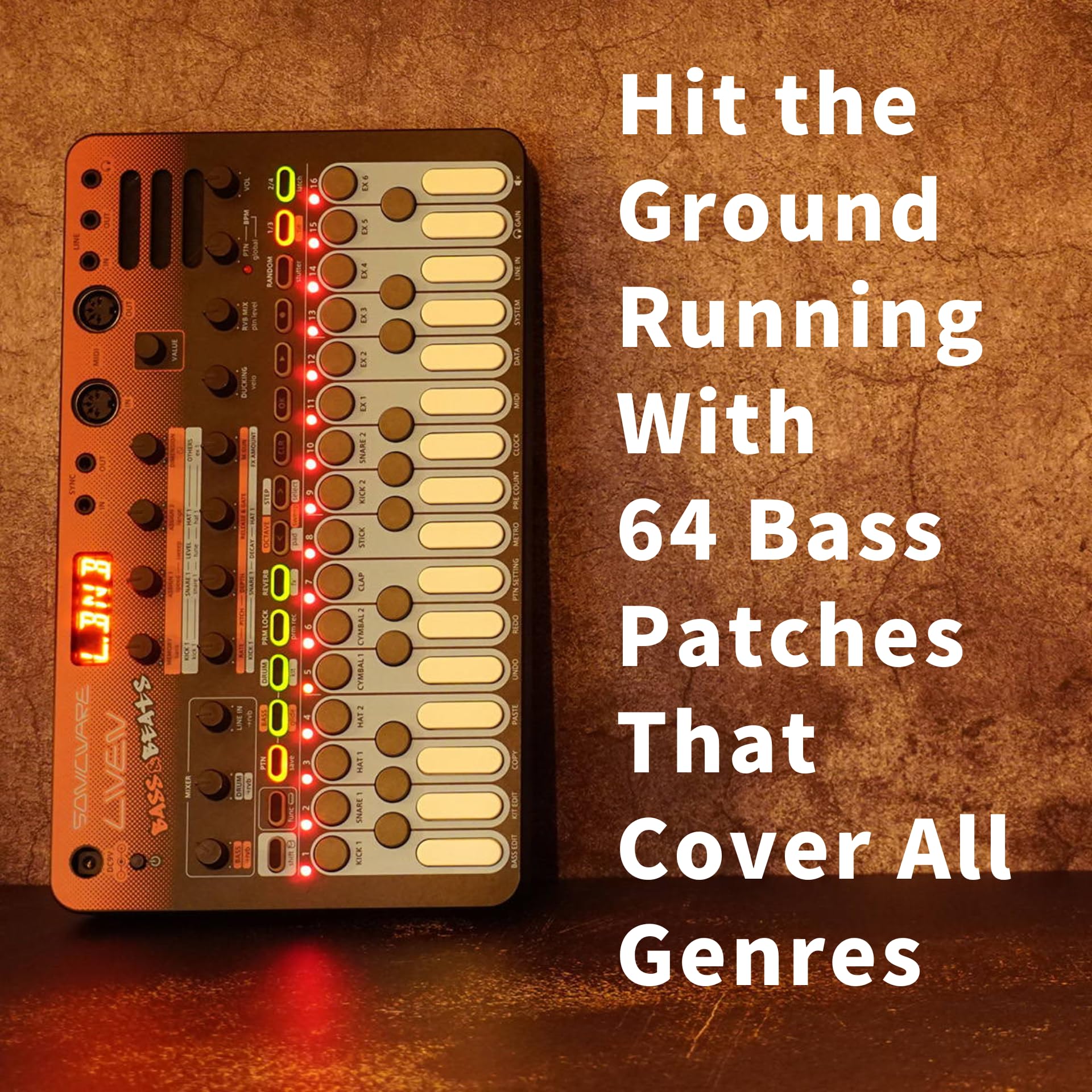Liven BASS&BEATS Wavetable Bass Synthesizer & Drum Machine Groove Box - Professional Electronic Music Production for DJs & Producers | Perfect for Live Performances & Studio Recording