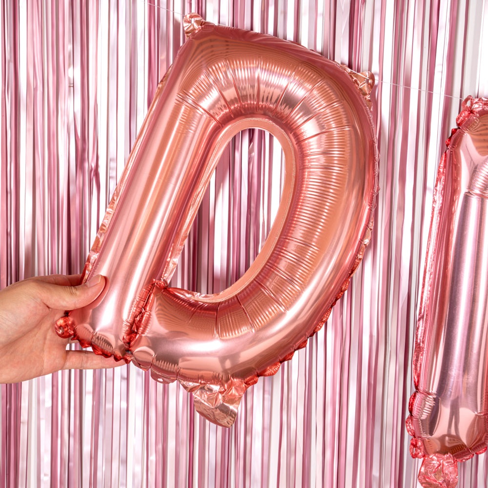Rose Gold Mylar Letter D Balloon - 16 Inch Large Foil Alphabet Balloon for Birthday Party Decorations, Baby Shower, Wedding & Anniversary Celebrations