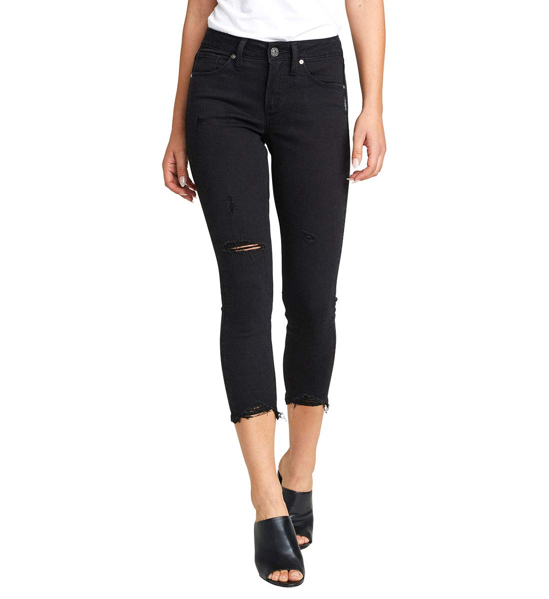 Silver Jeans Co. Women's Avery High Rise Skinny Crop Jeans - Stretch Denim Pants for Casual Wear & Everyday Outfits | Perfect for Work, Date Night & Weekend Looks
