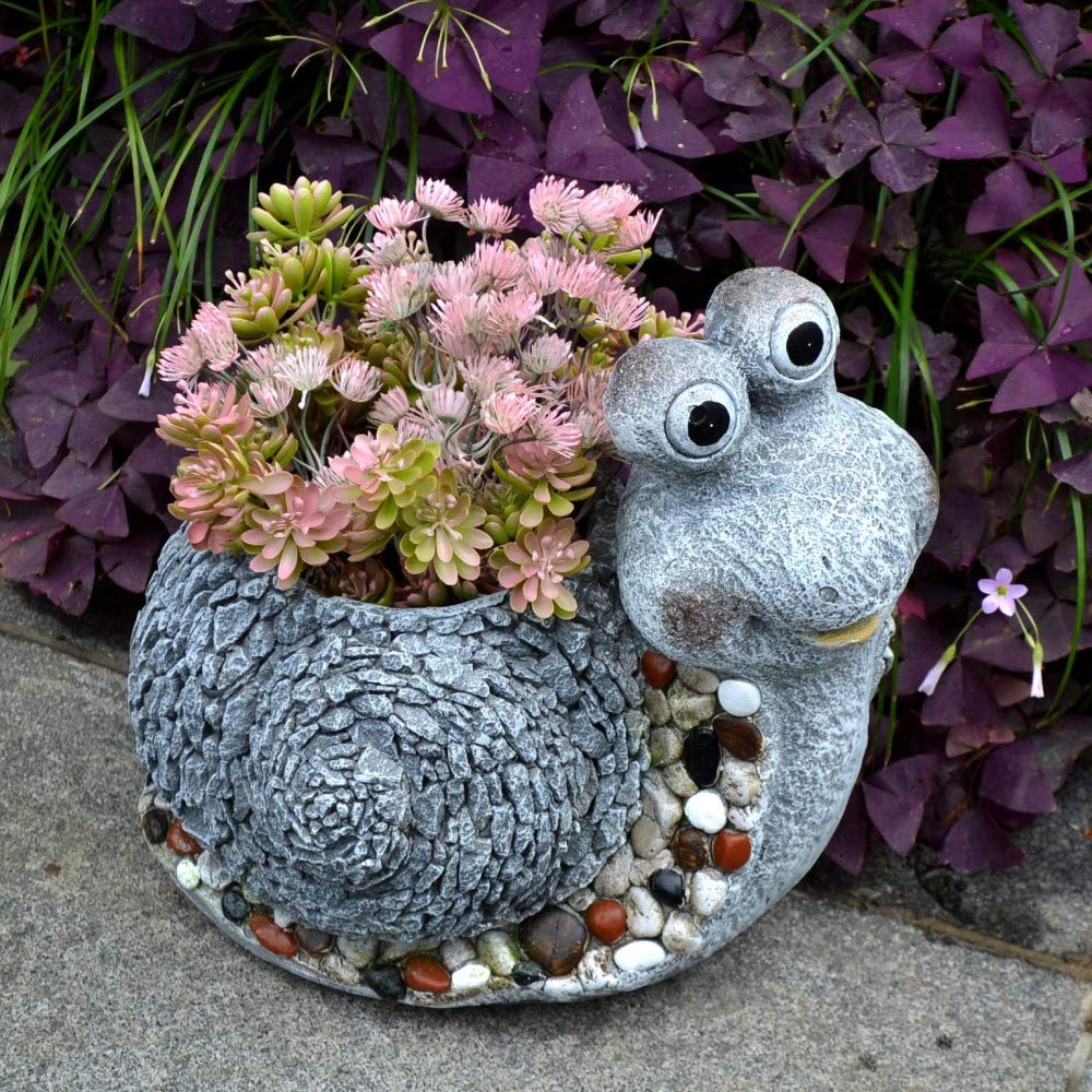 Creative Resin Snail Planter for Succulents - 33cm Handmade Garden Decor, Micro Landscape Flower Pot for Home & Office Decoration - Perfect for Indoor Plants, Fairy Gardens, and Tabletop Displays