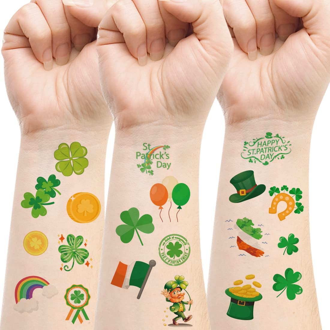 168 PCS St. Patrick's Day Temporary Tattoos - Shamrock & Irish Themed Stickers for Kids & Adults - Perfect for St. Patrick's Day Parties, Parades, Festivals & Celtic Celebrations