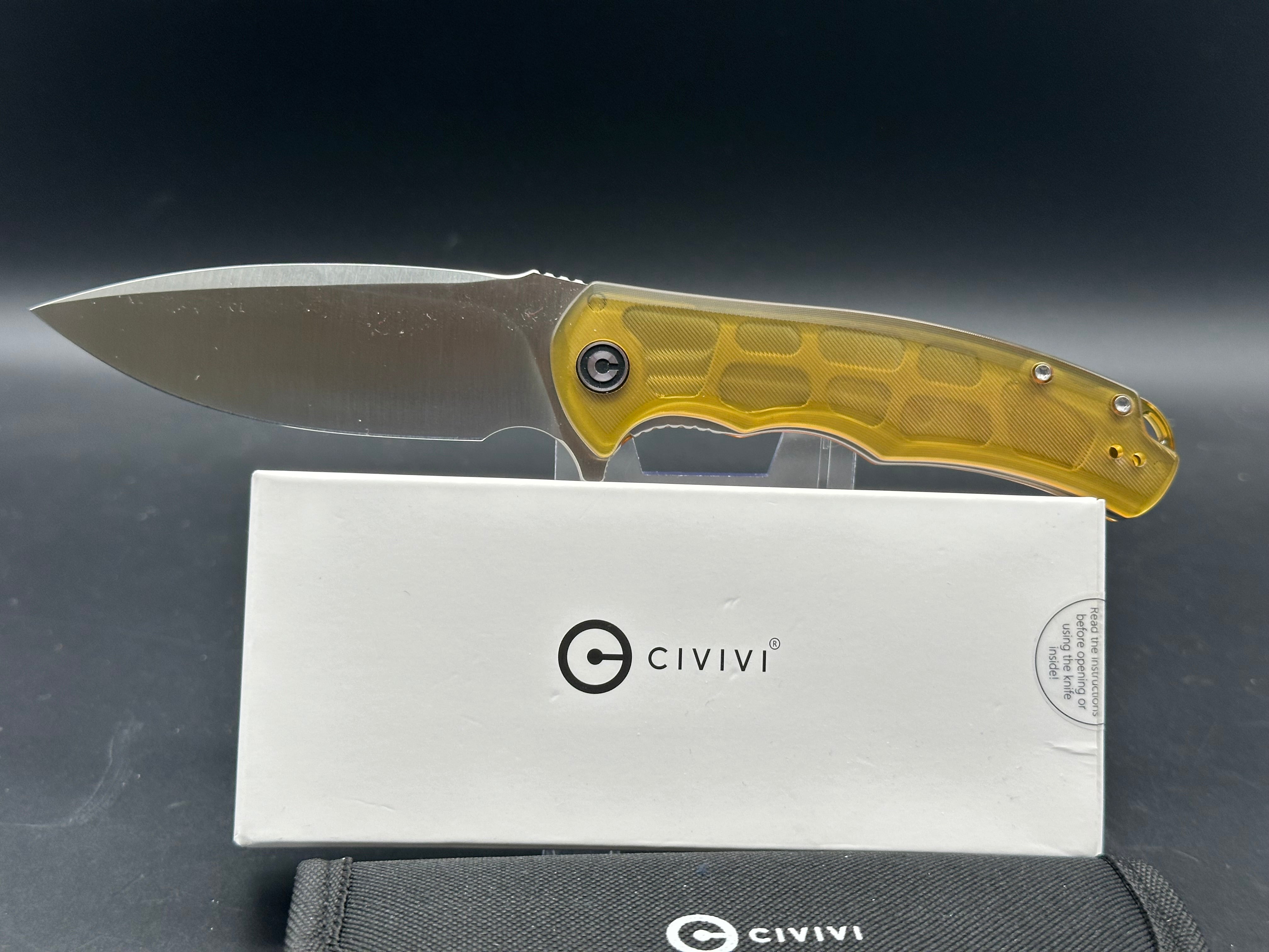 CIVIVI PRAXIS Folding Knife - 9CR18MOV Stainless Steel Blade, Drop Point, Polished Ultem Handle - EDC Pocket Knife for Camping, Hiking & Outdoor Adventures