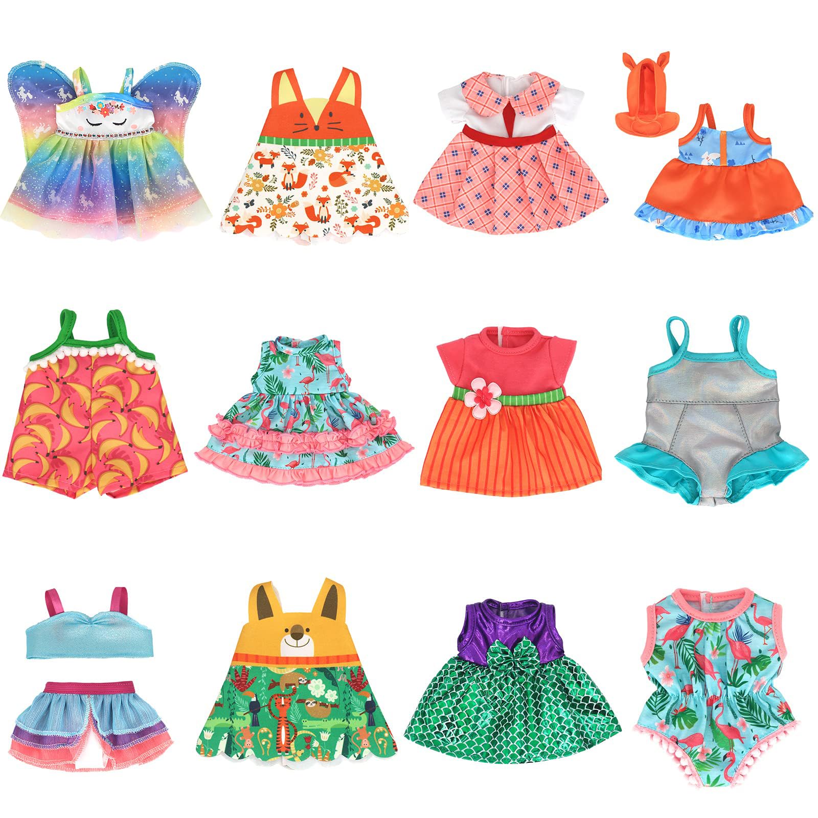 12 Sets Baby Doll Clothes Outfits with Hats for 10-12 Inch Dolls - Cute Dresses & Accessories for American Girl Dolls, Perfect for Role Play, Gift Giving & Collecting