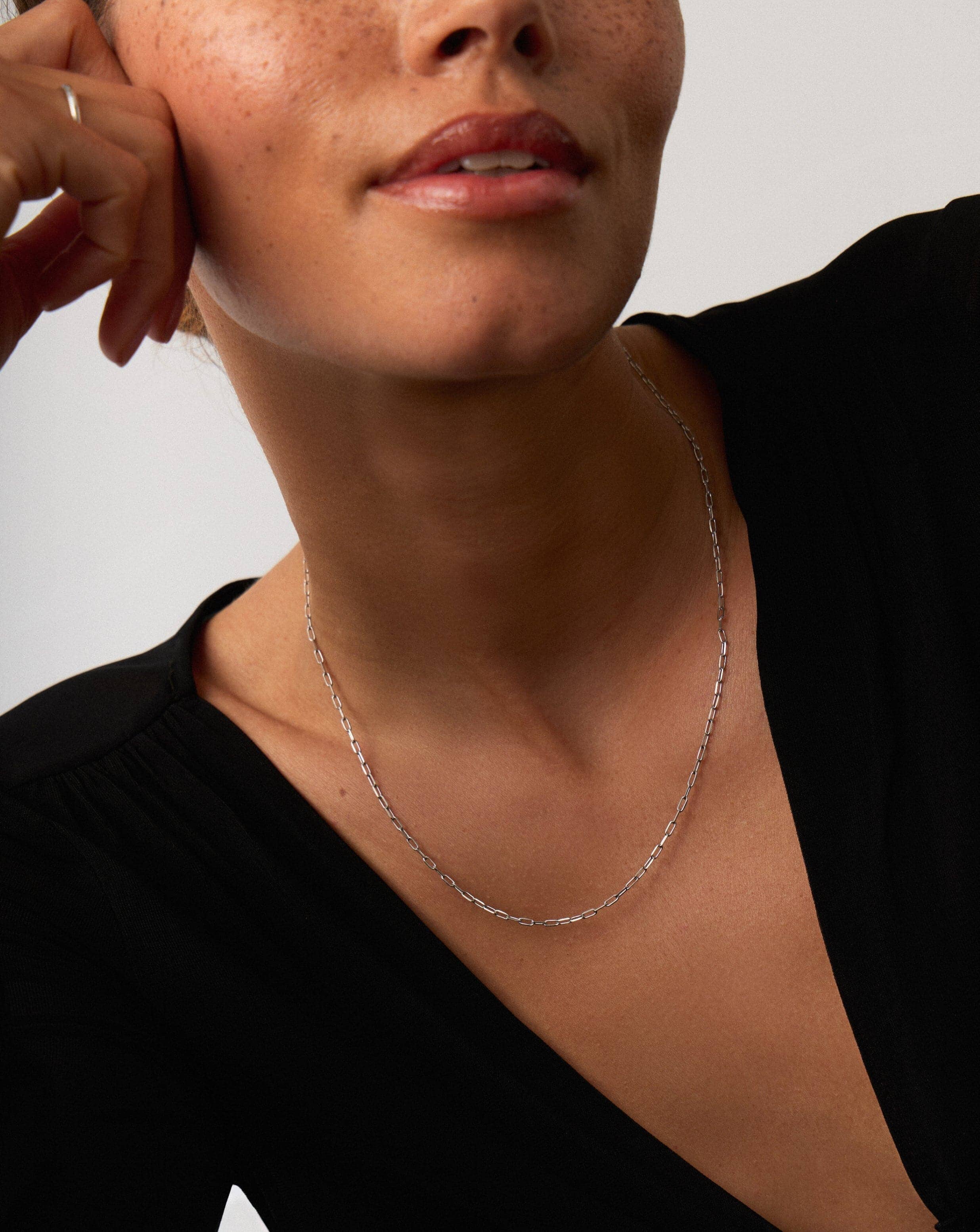 14K Solid White Gold Paperclip Chain Necklace - Classic Minimalist Jewelry for Women, Gift for Her | Perfect for Everyday Wear, Layering & Special Occasions