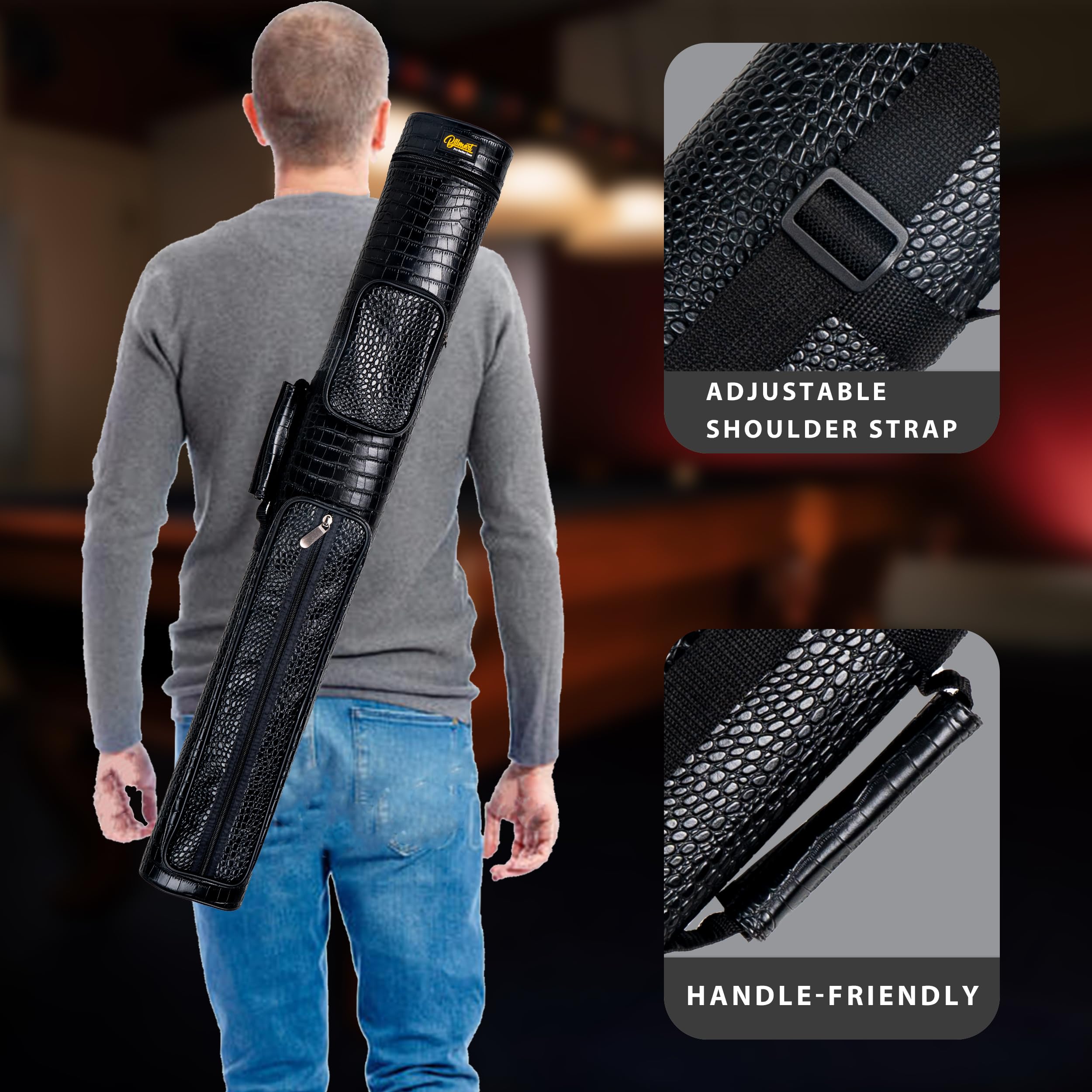 Premium 2x3 Hard Pool Cue Case - Durable Billiard Stick Carrying Case for Professional & Recreational Players - Perfect for Travel, Tournaments & Home Storage