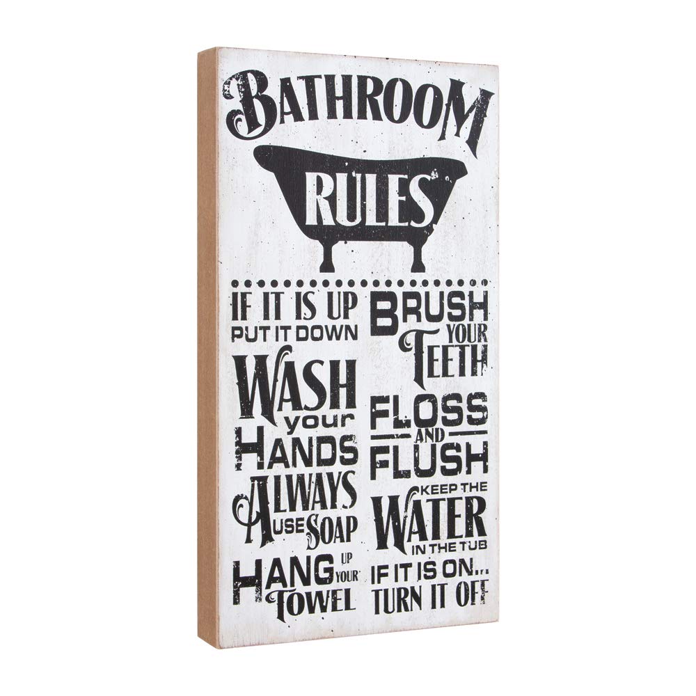 Wholesale Ohio 'Bathroom Rules' Wooden Box Sign - Rustic Home Decor for Bathroom, Farmhouse, or Cabin - Perfect for Housewarming Gifts & Wall Art