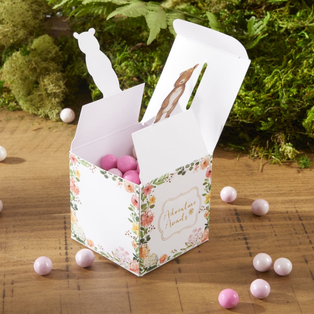 Woodland Baby Shower Favor Boxes - Pink (Set of 24) | Gender Reveal Party Decorations, Newborn Celebration Gifts, Baby Shower Thank You Favors for Guests