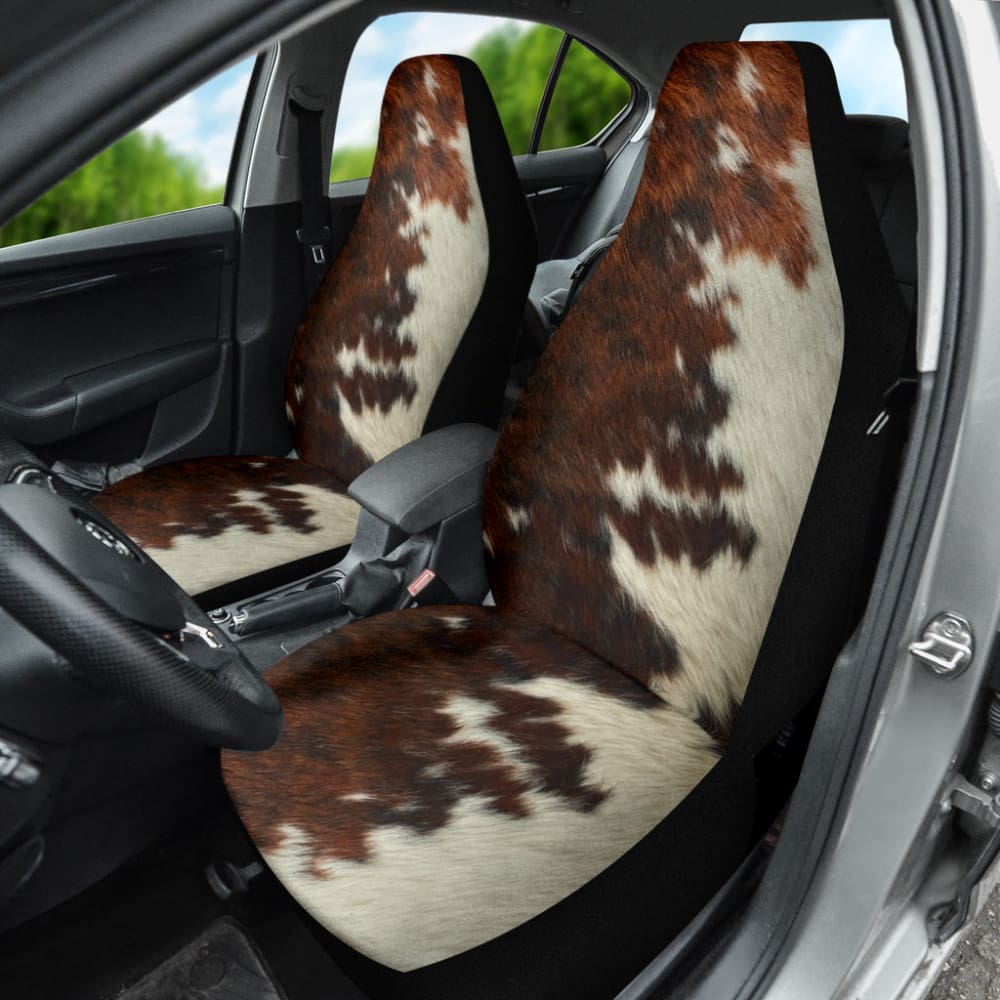 Premium Brown Cowhide Print Car Seat Covers - Custom Fit for Cars & Trucks - Best Gift for Car Lovers - Durable & Stylish Protection for Daily Commute & Road Trips