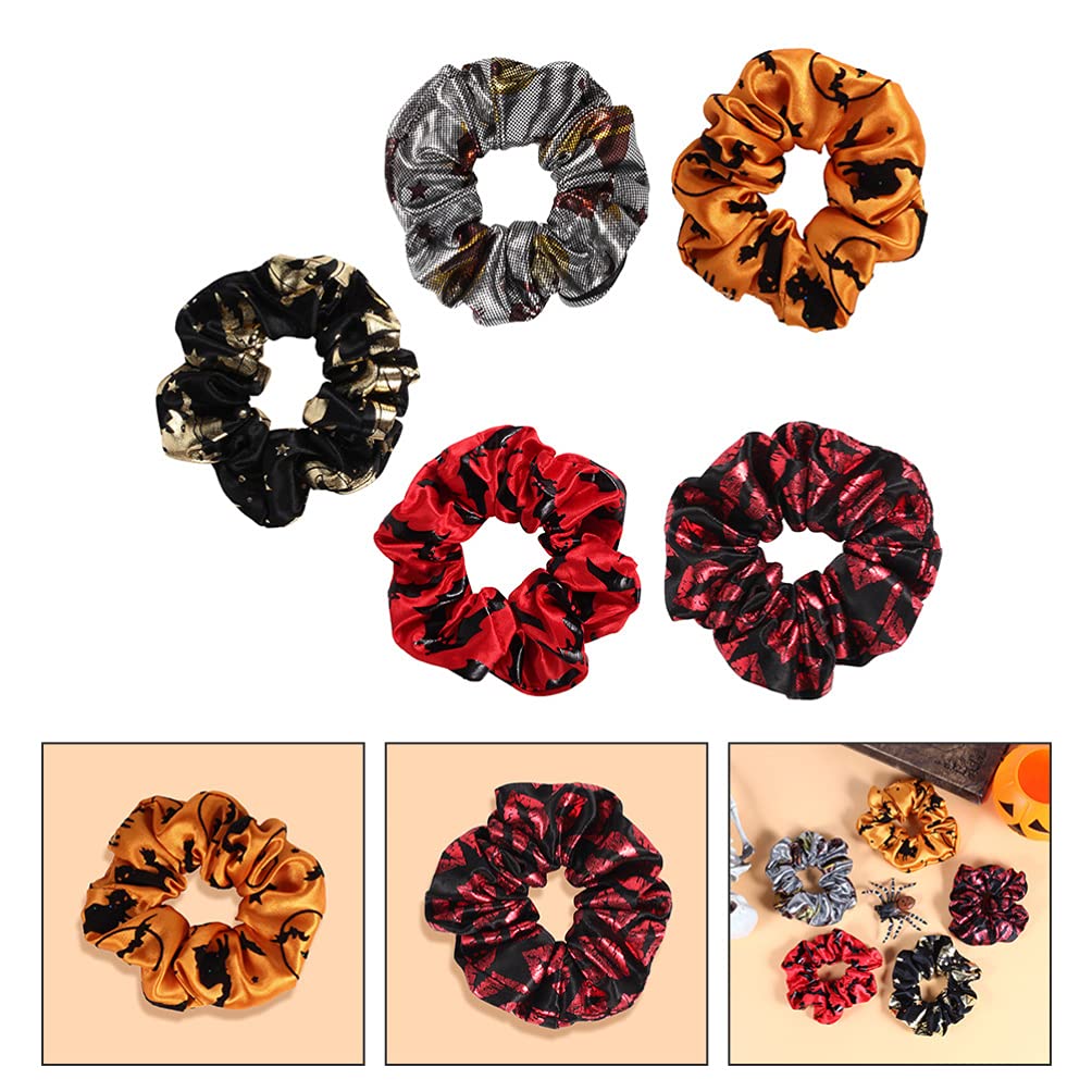 Lurrose 5-Pack Halloween Hair Scrunchies - Elastic Hair Ties for Women & Girls - Soft Ponytail Holders for Costumes, Parties & Everyday Use