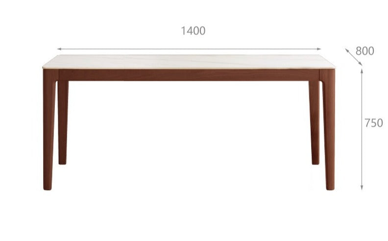 Solid Oak & Ash Wood Dining Table with Natural Rock Slab Surface - Rustic Farmhouse Style for Dining Room & Kitchen Decor