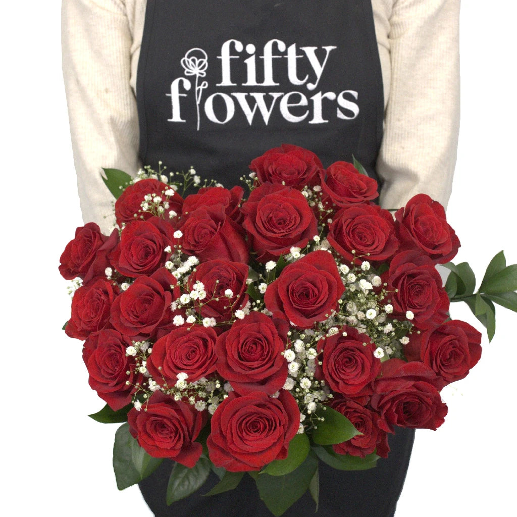 24 Long Stemmed Roses Fresh Flower Bouquet - Valentine's Day, Anniversary, Wedding Gift for Her - Romantic Home Decor & Special Occasion Centerpiece