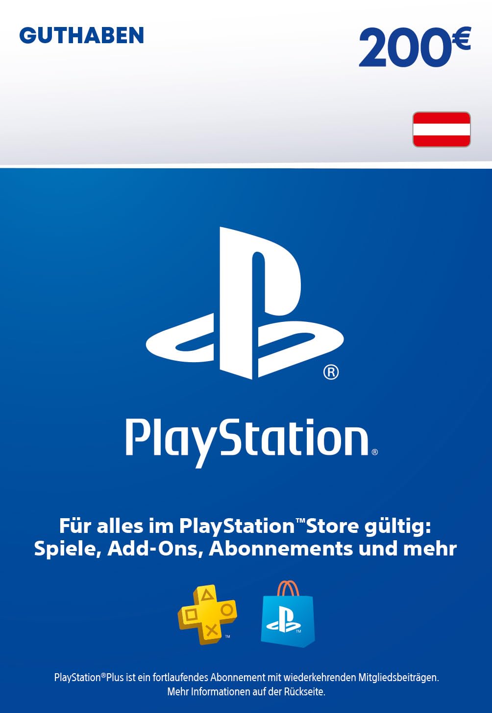 $200 PlayStation Plus Gift Card - Digital Download Code for PS4 & PS5 | PSN Austria Account | Perfect for Gaming Subscriptions & Online Purchases