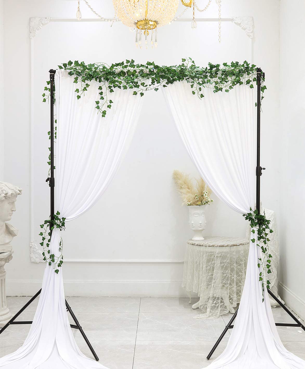 White Backdrop Curtain for Parties, Weddings, Baby Showers, Birthdays & Anniversaries - 2 Panels 5x10ft Photography Video Decor - Perfect for Events, Studios & Home Decor