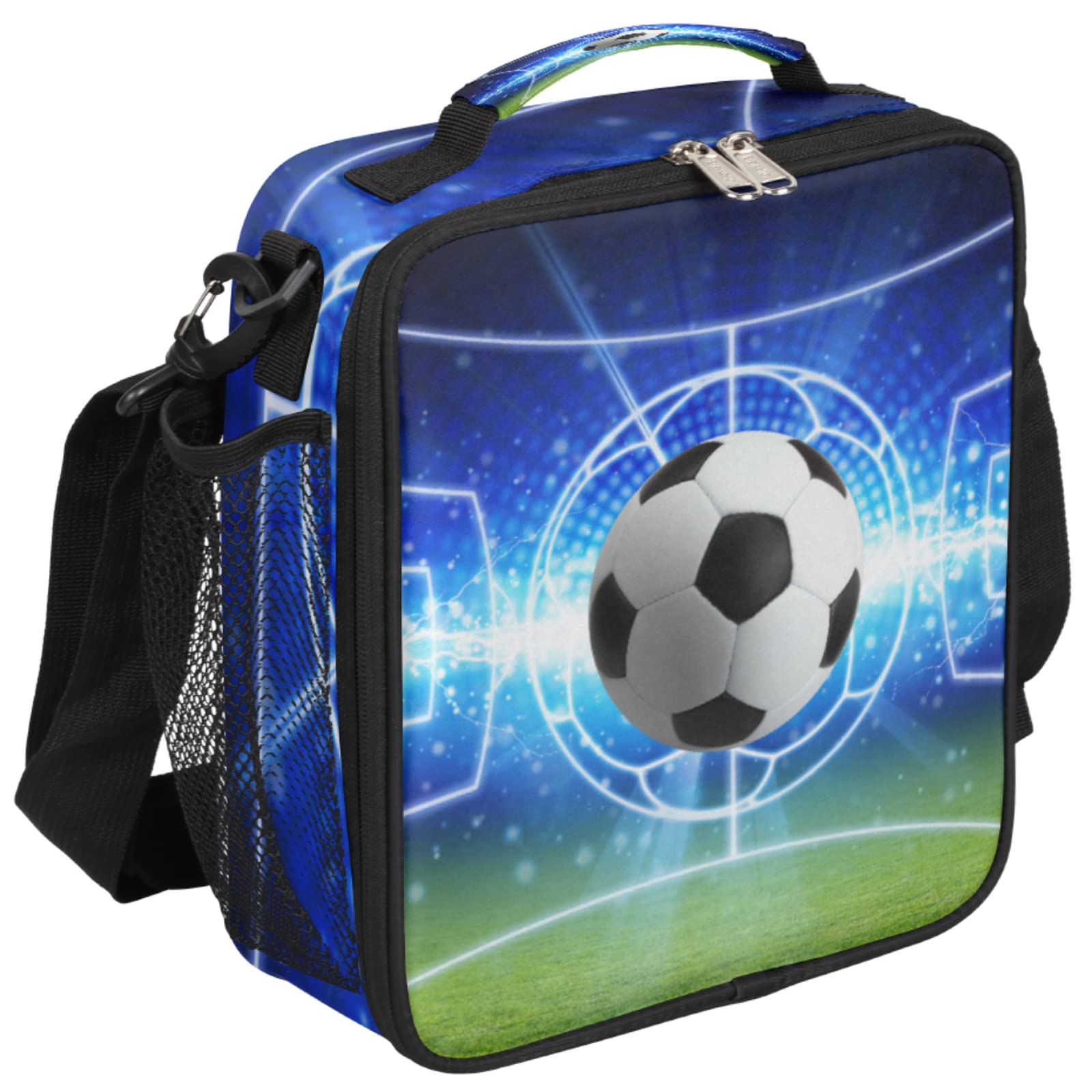 Insulated Soccer Lunch Box - Reusable Football 3D Pattern Cooler Bag with Shoulder Strap for Kids, Women & Men | Perfect for School, Work, Picnics & Sports Events