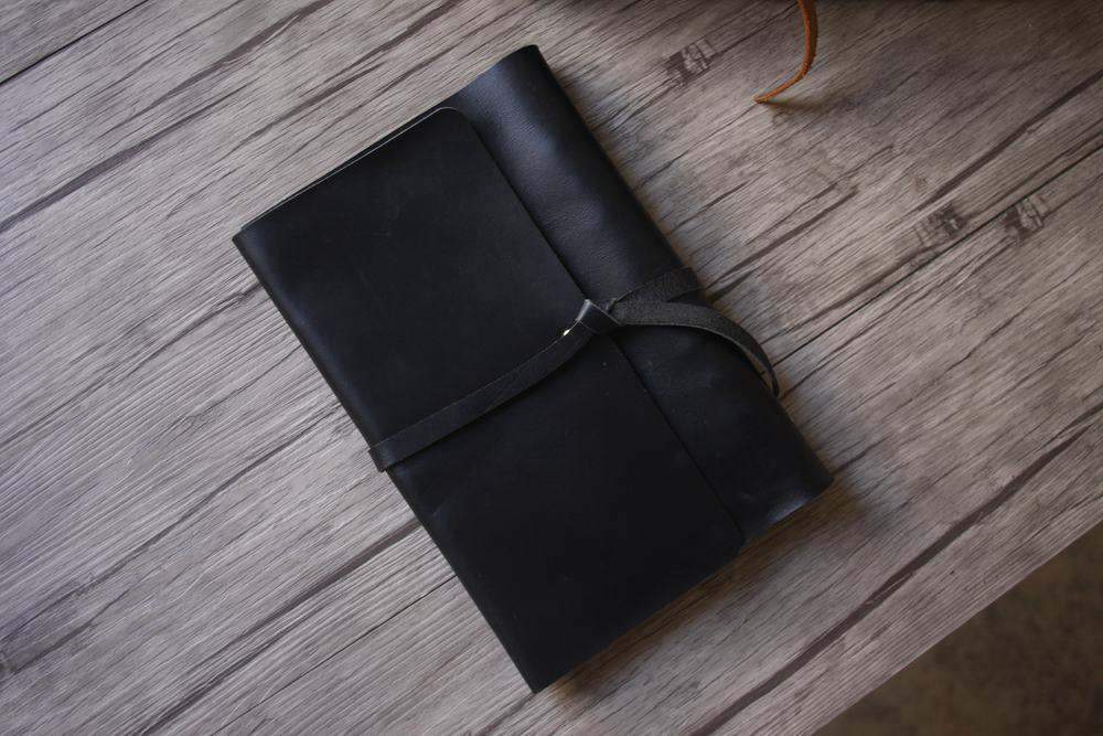 Premium Refillable Black Leather Notebook Journal - Elegant Writing Diary for Business, Travel & Personal Use - Perfect Gift for Professionals & Students