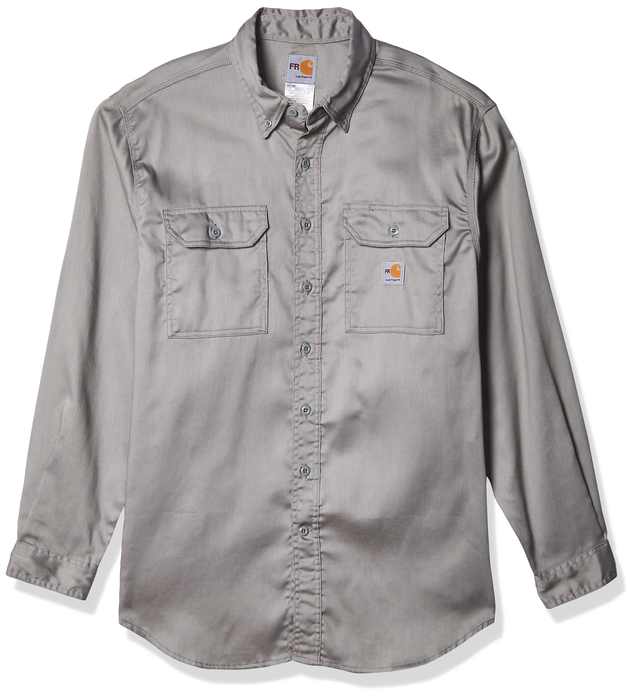 Carhartt Men's Flame Resistant Lightweight Twill Big & Tall Button Down Shirt - Gray, 4X-Large Tall US - Durable Workwear for Construction, Oilfield & Outdoor Jobs
