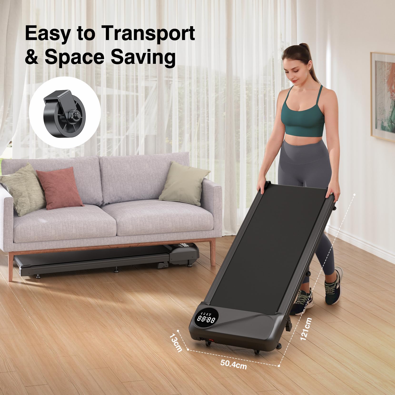 THERUN 2.5HP Foldable Treadmill - Extra Large Running Mat with Remote Control, Tablet Holder & LCD Display - Compact Walking Pad for Home & Office - Perfect for Home Gym, Small Spaces & Workout While Working