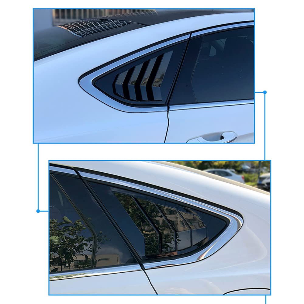 ABS Rear Side Window Louvers for Ford Fusion 2013-2021 | Matte Black Air Vent Scoop Shades | Car Window Blinds & Trim | Enhances Style & Sun Protection