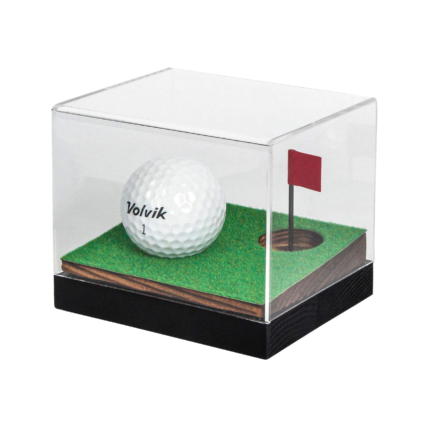 J JACKCUBE DESIGN Clear Acrylic Golf Ball Display Case with Wood Base - Dustproof Transparent Memorabilia Holder for Collectible Golf Balls - Perfect for Home Decor, Office Display & Sports Memorabilia Collection