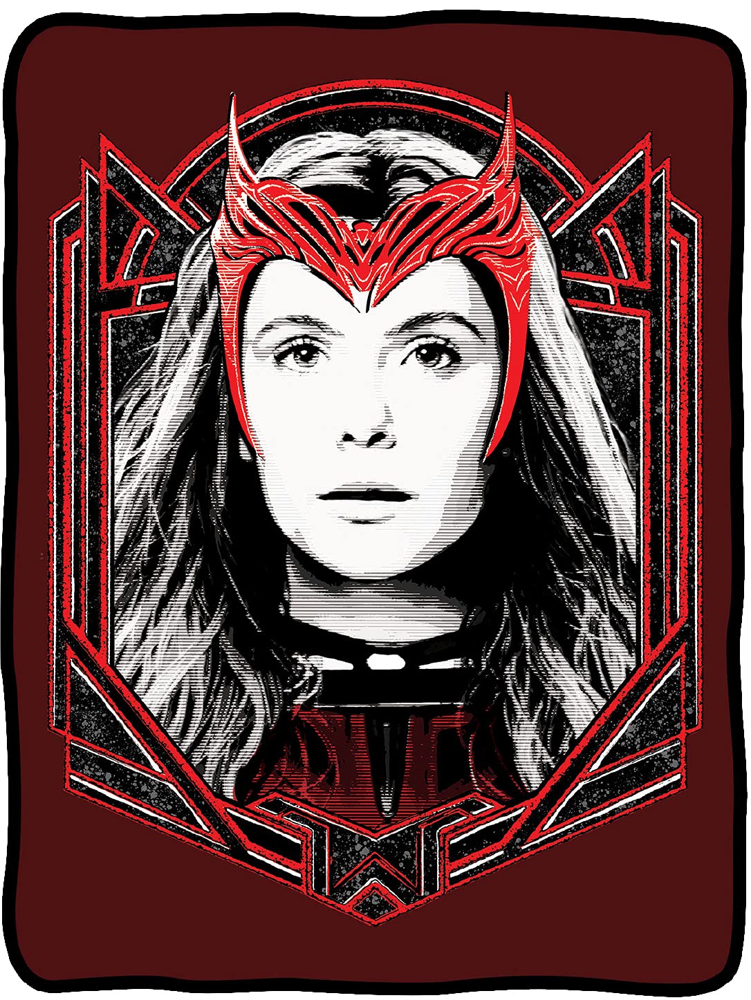 Marvel WandaVision Scarlet Witch Chaos Magic Throw Blanket - 45x60 Inch Plush Sherpa Fleece Blanket | Super Soft Lightweight Cozy Blanket for Sofa, Bed & Home Decor | Perfect Gift for Marvel Fans (Black & White Design)