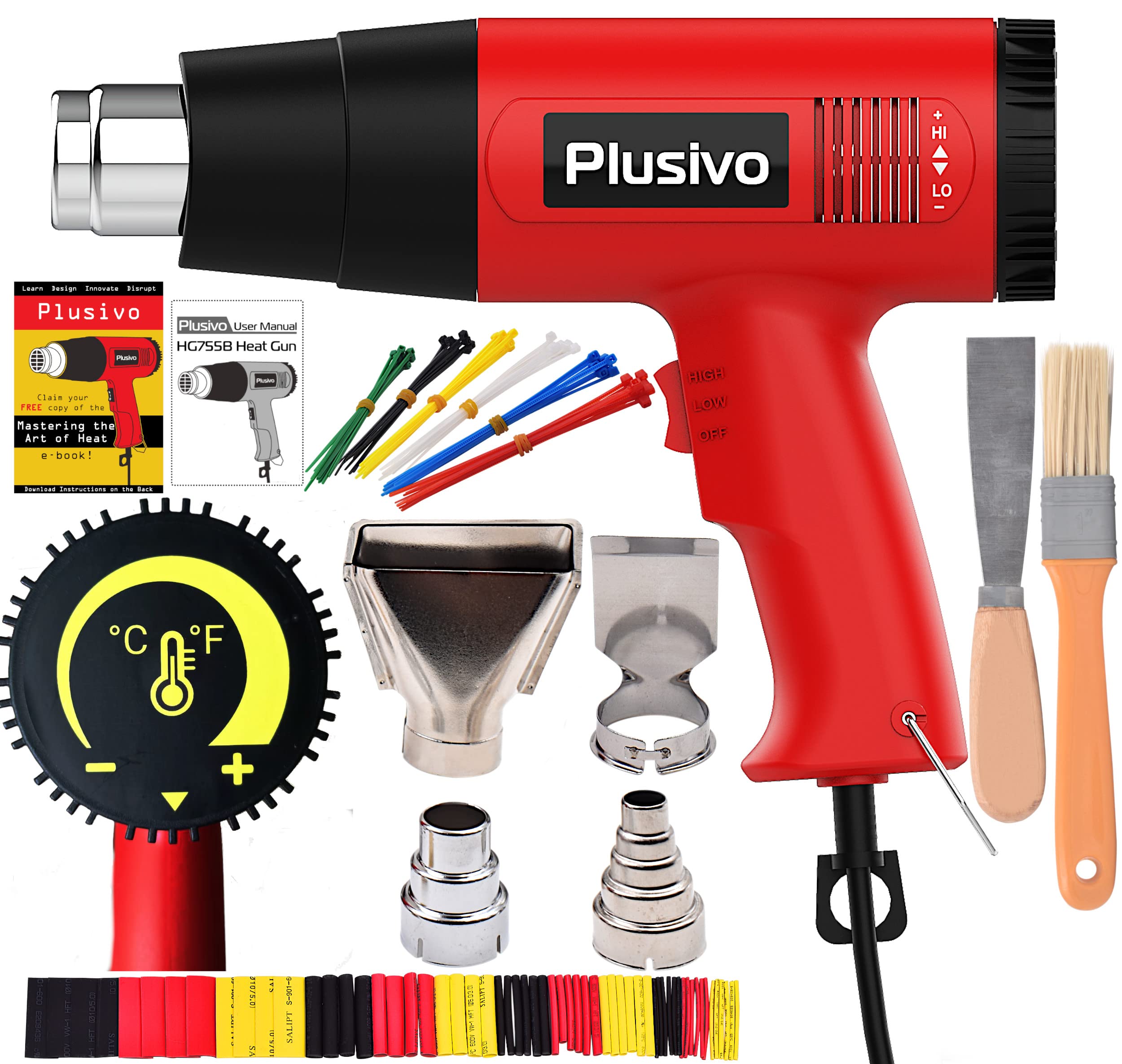 2000W Heavy Duty Heat Gun with Adjustable Temperature 122-1112°F (50-600°C) & Dual Speed - 4 Nozzles for DIY, Paint Stripping, PVC Bending, Shrink Wrapping - Perfect for Home Improvement, Crafts, and Electronics Repair
