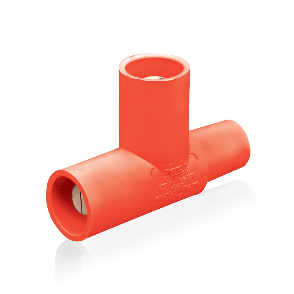 Leviton 16A21-UR 400A Commercial Grade ECT Cam-Type Multi-Way Connector - Female-Male-Male Paralleling Tee with Taper Nose (Red) | Ideal for Industrial Power Distribution & Electrical Panel Connections