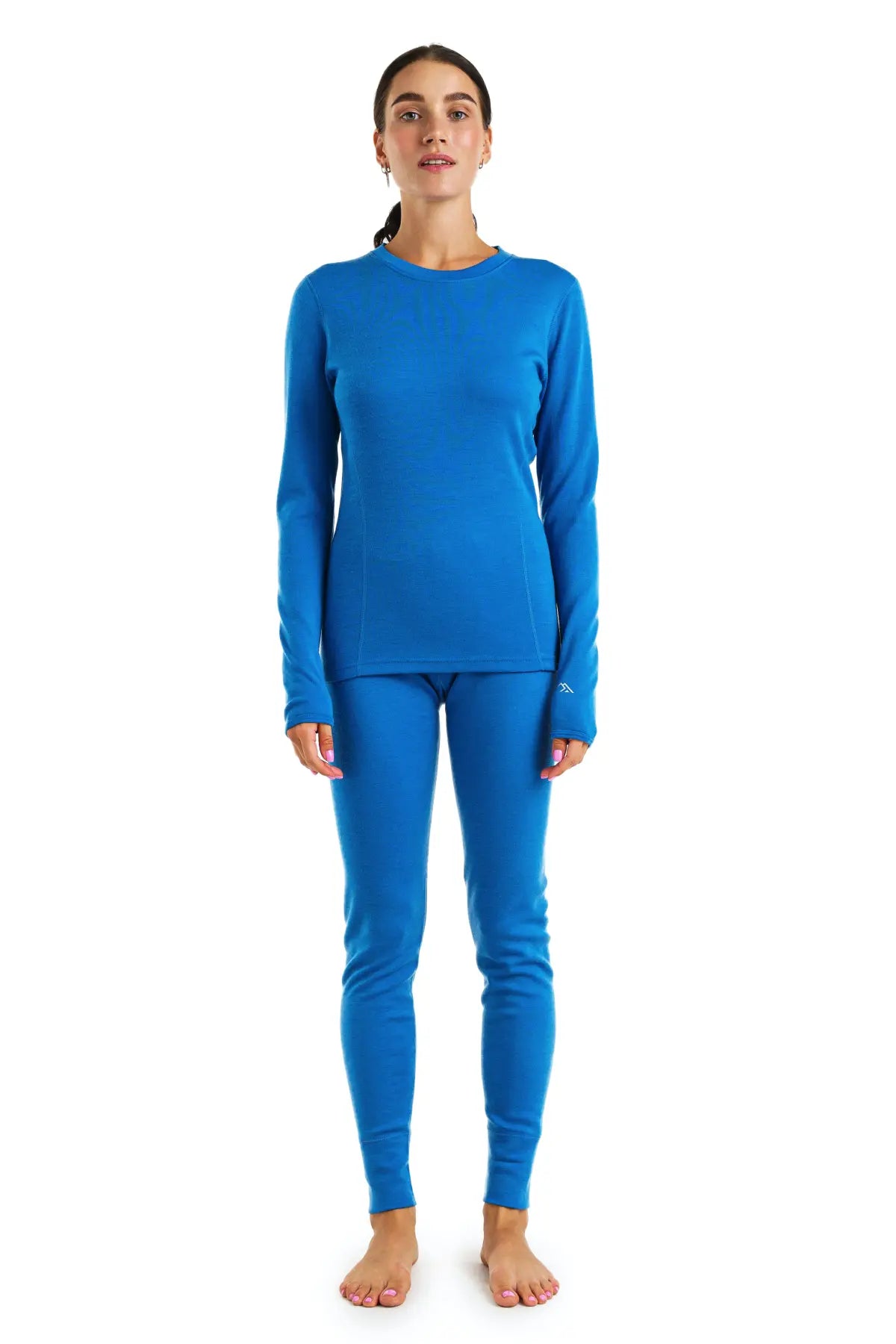 Women's Merino Wool Thermal Underwear Set 320 GSM - Ocean Blue | Warm Winter Base Layer for Skiing, Hiking & Outdoor Activities