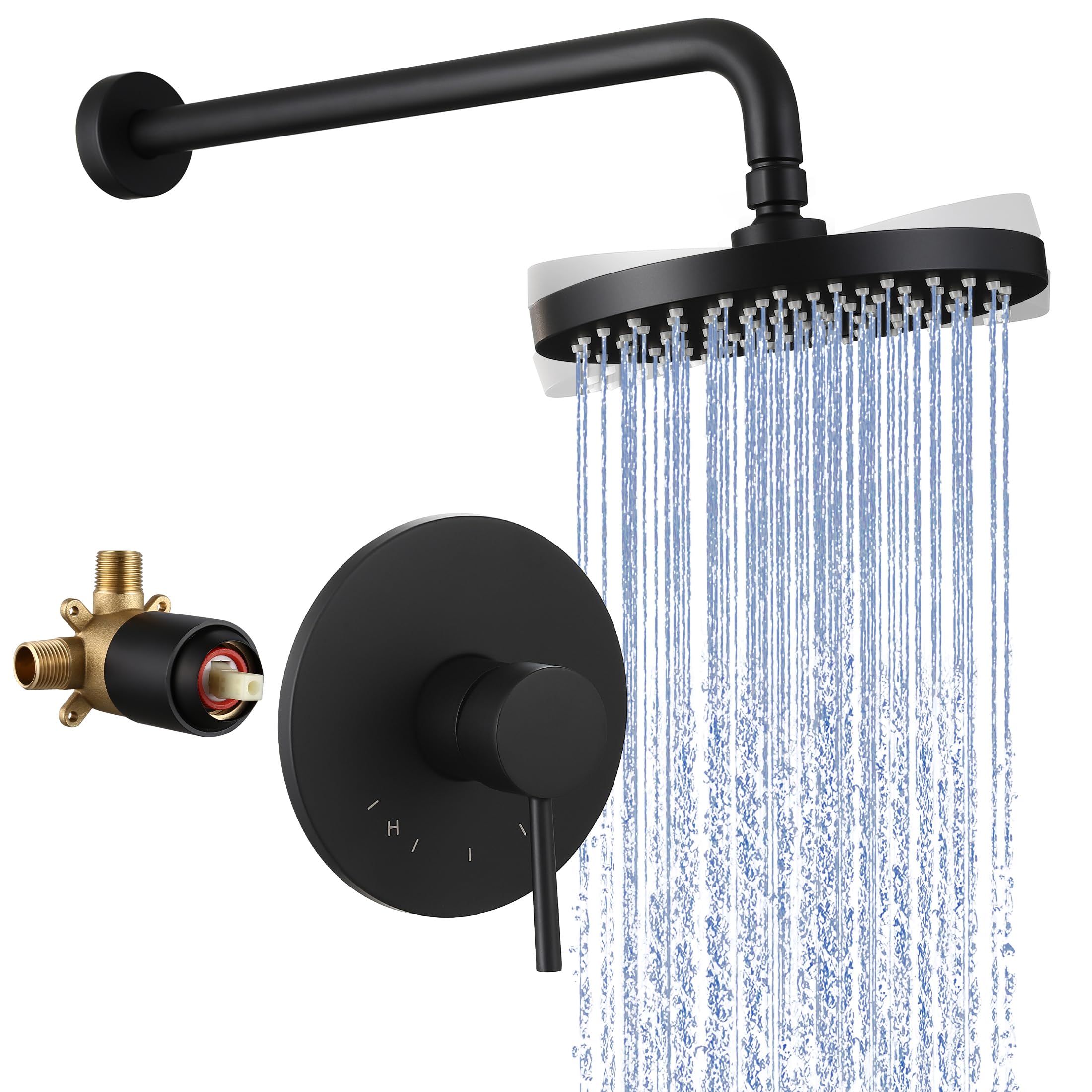 Premium KES Black Shower System - Complete Wall Mount Rain Shower Head with Pressure Balance Valve & Trim Kit (Model XB6202F18-BK) - Perfect for Modern Bathroom Renovations & Spa-Like Shower Experience
