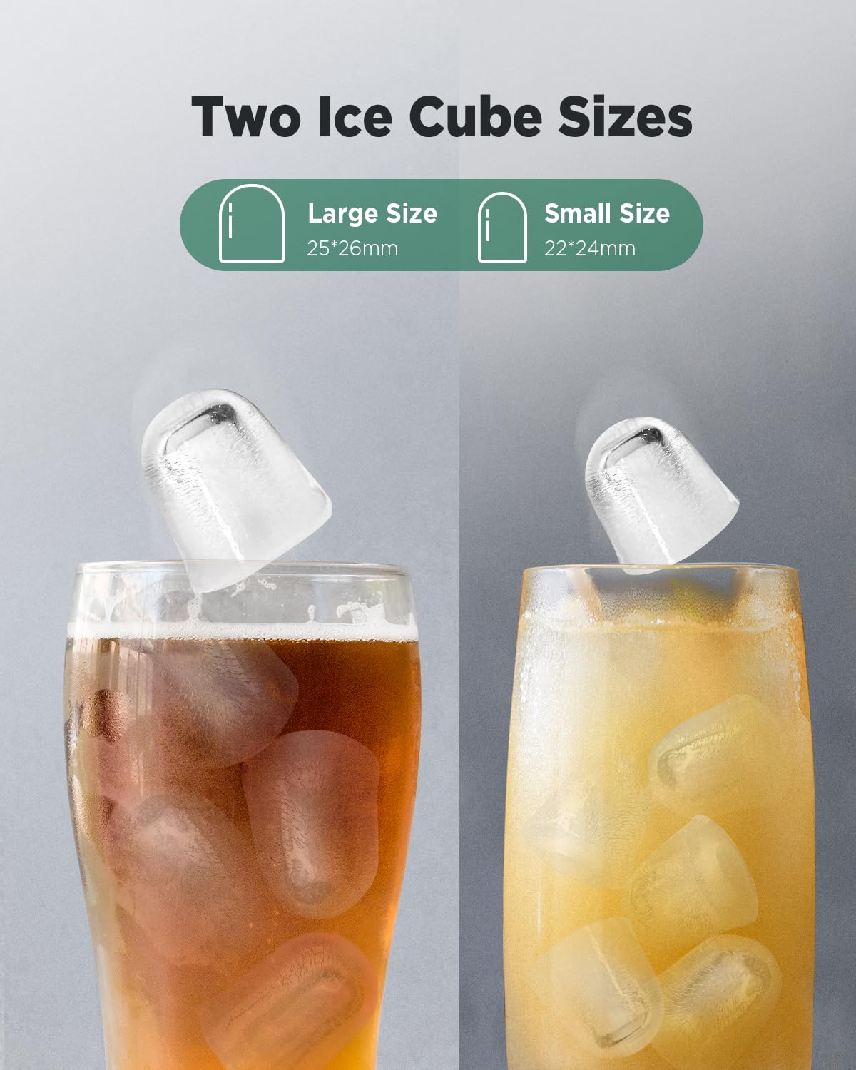 Portable Ice Maker Machine for Countertop - 6-Minute Quick Ice Production, 26LBS/24H Capacity, Self-Cleaning with Ice Scoop & Basket - 2 Ice Cube Sizes (Bullet & Cube) for Home, Kitchen, Office, Bar, Parties - Perfect for Cocktails, Iced Coffee & Outdoor Entertaining