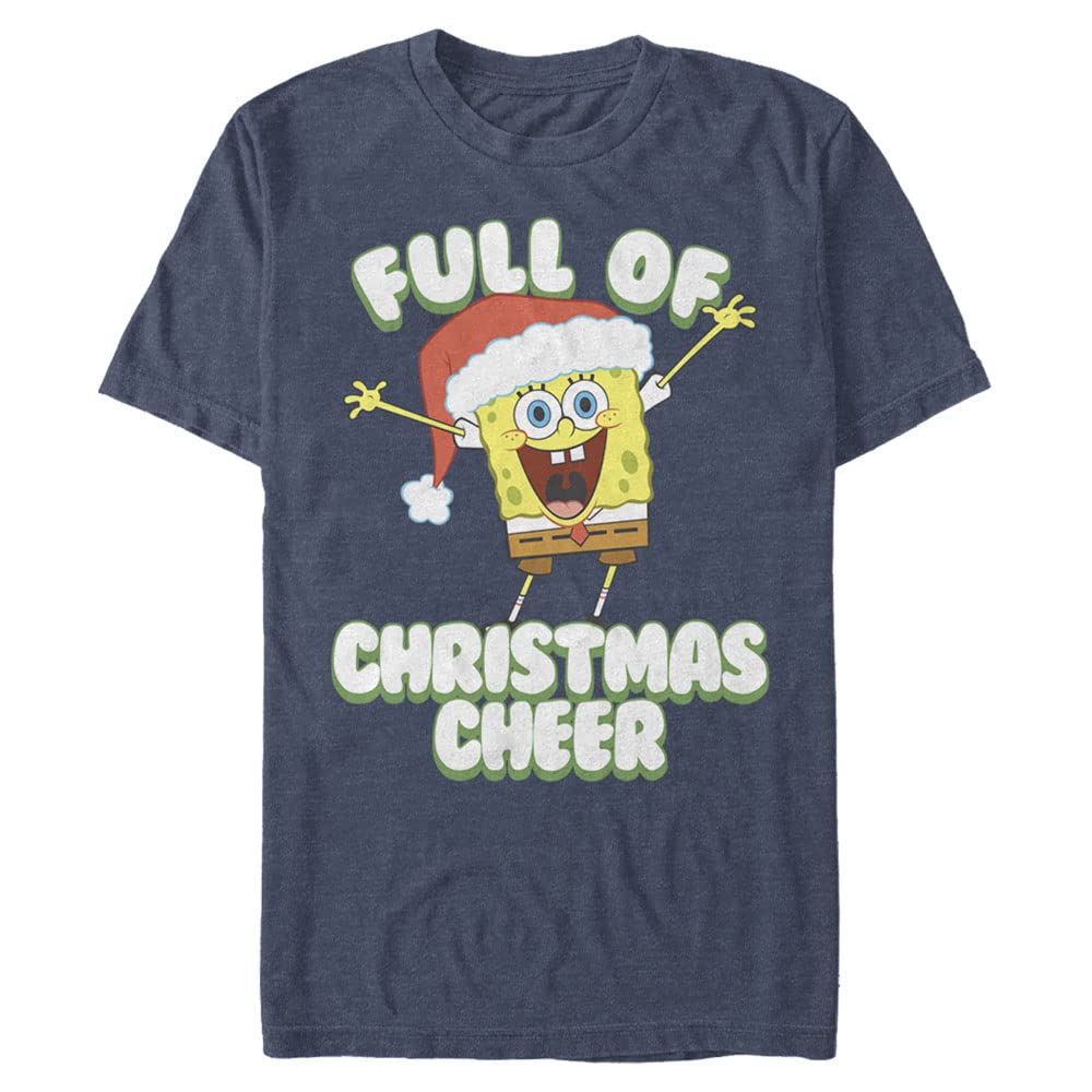 Nickelodeon SpongeBob SquarePants Christmas Cheer Men's Big & Tall Short Sleeve T-Shirt - Holiday Gift for Fans, Casual Wear & Christmas Parties