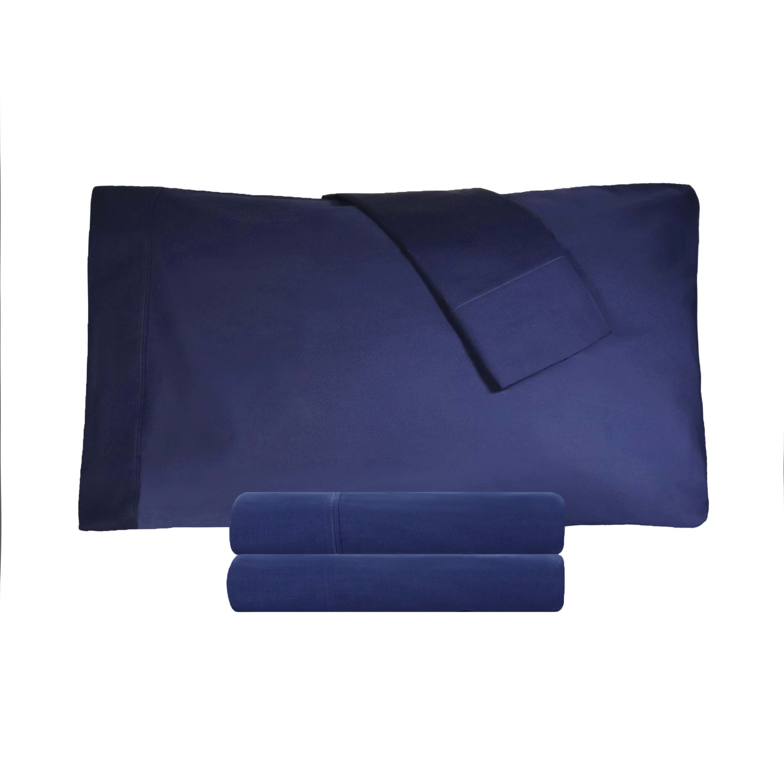 300 Thread Count Cotton Percale Solid Deep Pocket Bed Sheet Set - Queen Size, Soft & Breathable for Comfortable Sleep - Perfect for Master Bedroom, Guest Room & Vacation Homes