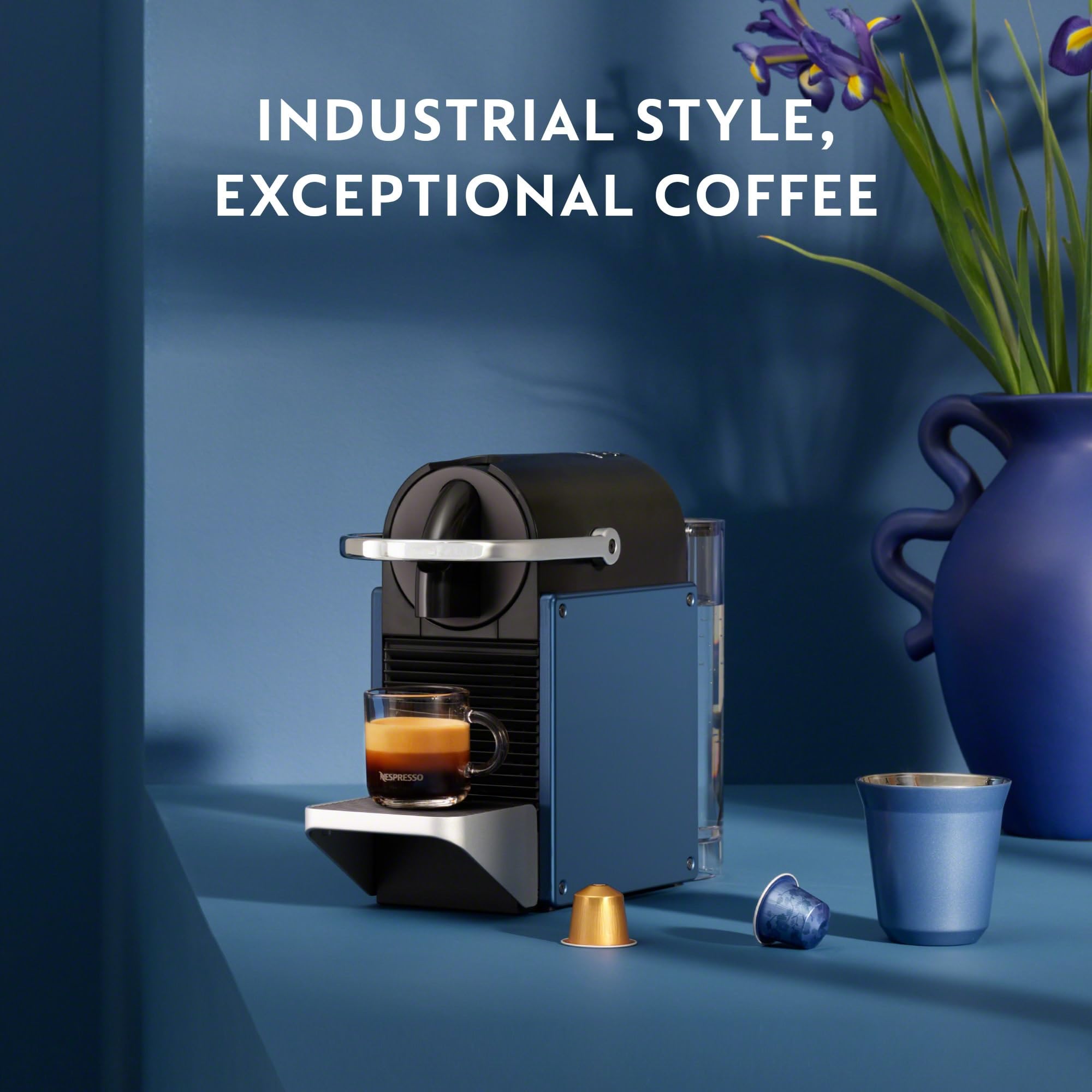 De'Longhi Nespresso Pixie Espresso Machine - Compact Single-Serve Coffee Maker with 19 Bar Pressure, Dark Blue - Perfect for Home, Office & Small Spaces