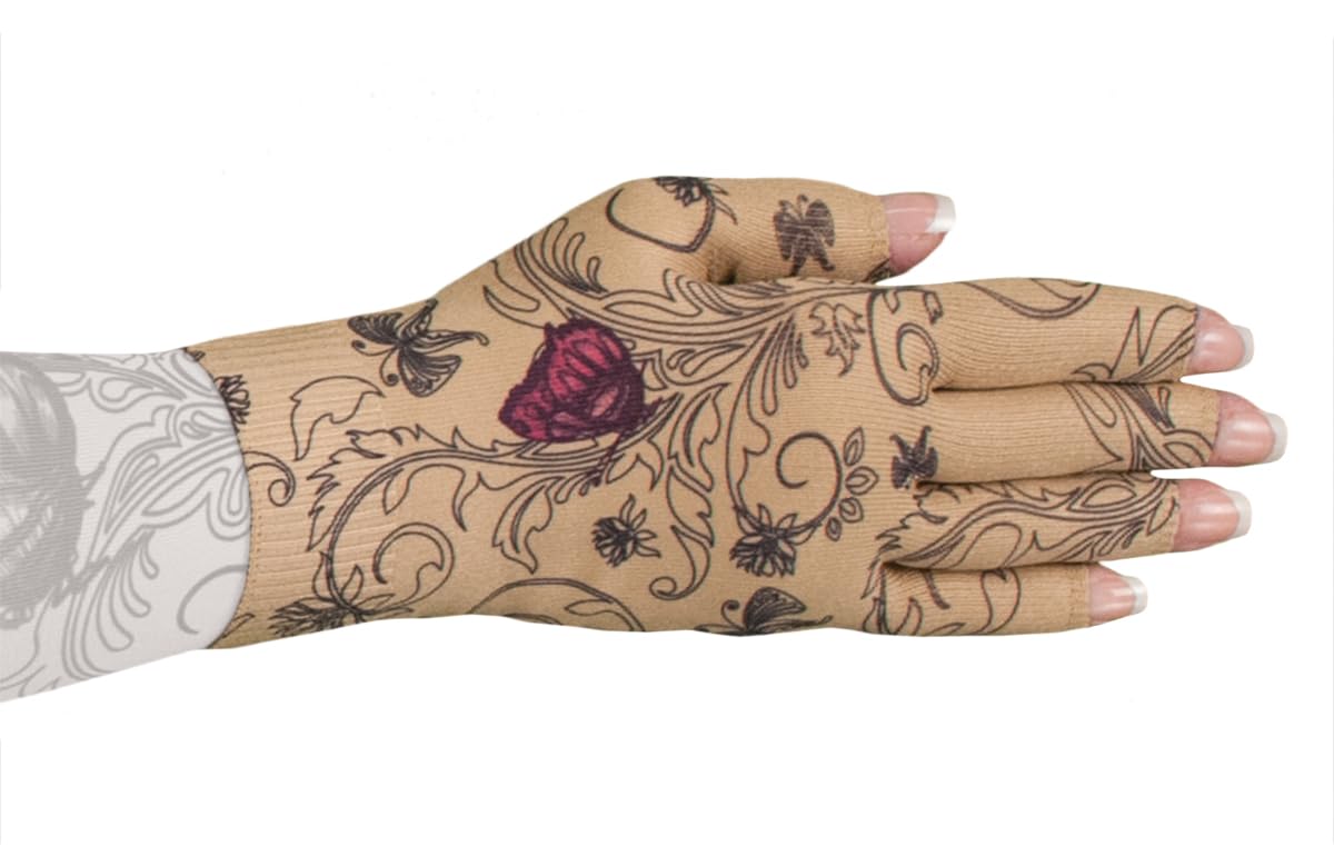 Mariposa Beige Medical Graduated Compression Gloves for Lymphedema & Swelling Relief - Arthritis & Carpal Tunnel Support - Comfortable Hand Therapy for Daily Use & Recovery