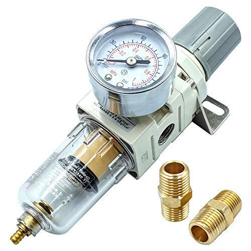 Youmine 1/4 Inch NPT Air Compressor Filter Pressure Regulator with Gauge - Water Trap for Air Tools, Pneumatic Systems & Workshop Use