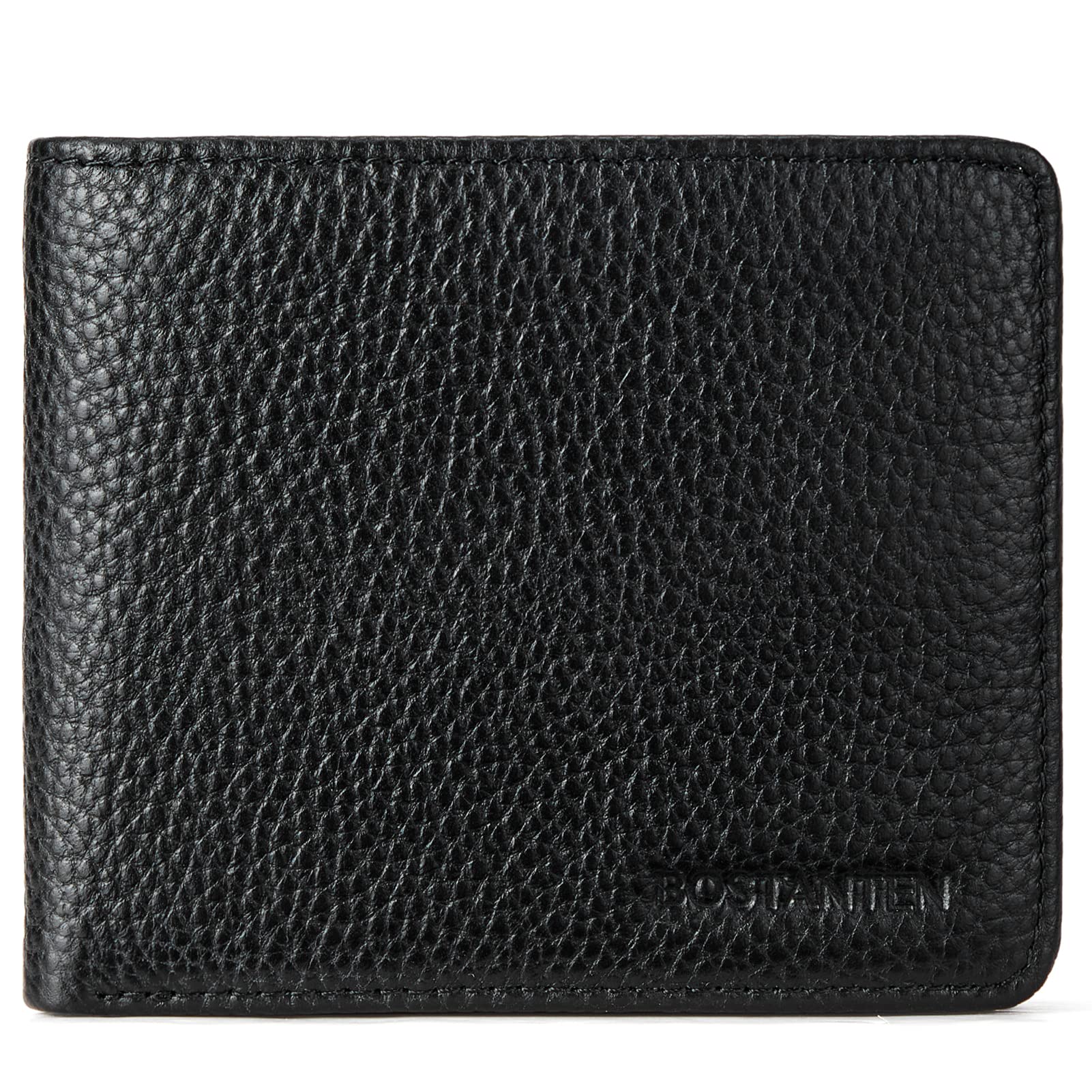BOSTANTEN Genuine Leather Men's RFID Blocking Bifold Wallet with 2 ID Windows - Slim & Secure for Everyday Carry, Travel & Business Use