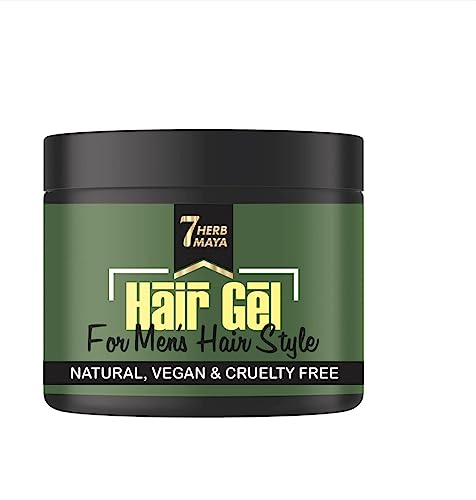 7Herbmaya Natural Vegan & Cruelty-Free Hair Styling Gel for Men - 50g | Strong Hold, No Flakes | Perfect for Daily Styling, Pompadours & Professional Looks