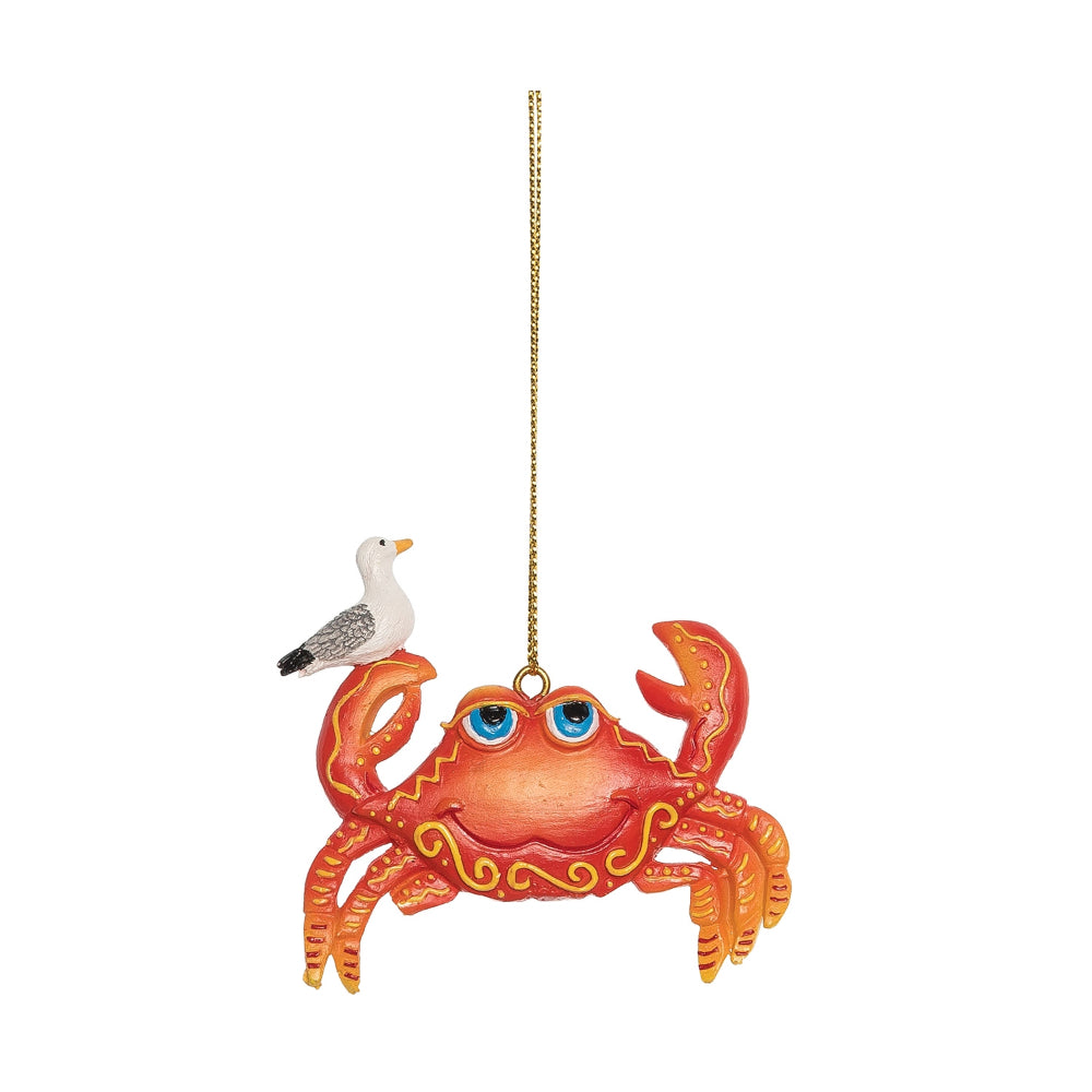 Handmade Beachcombers Crab Ornament - Coastal Home Decor for Beach House, Bathroom & Outdoor Patio - Perfect Nautical Gift for Crab Lovers & Seashell Collectors
