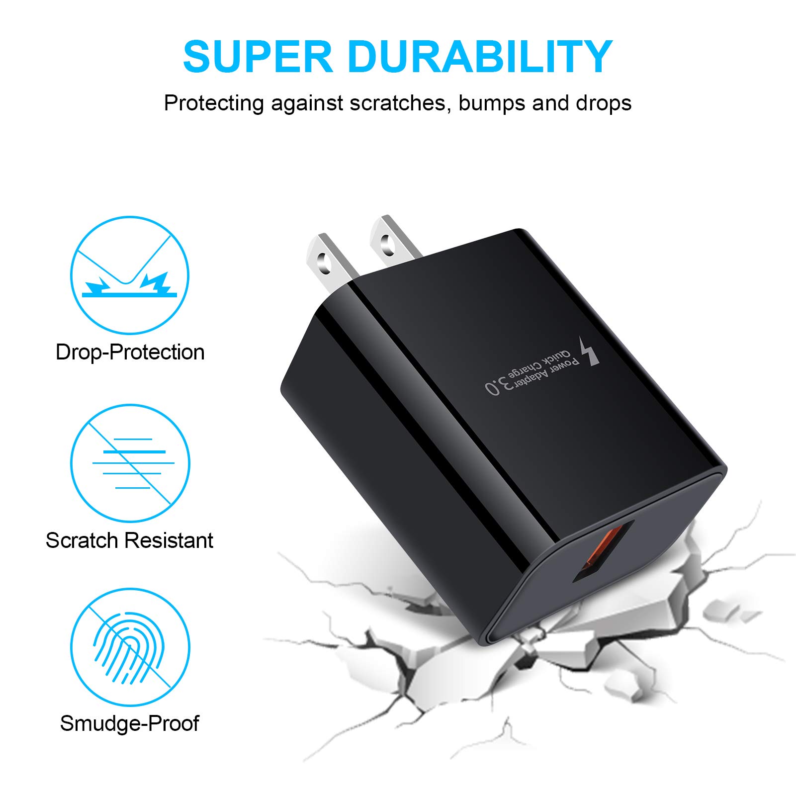 18W Fast Charging Block with Quick Charge 3.0 & Wireless Charging - USB Wall Charger Adapter for Samsung Galaxy S25/S24/S23/S22 Ultra/S21/S20 FE/S10/A16/A15/A55/A14/A13/A12/A52/A53/A54/A04s/A03s/A10e/A11/A21 - Perfect for Home, Office & Travel Charging Needs