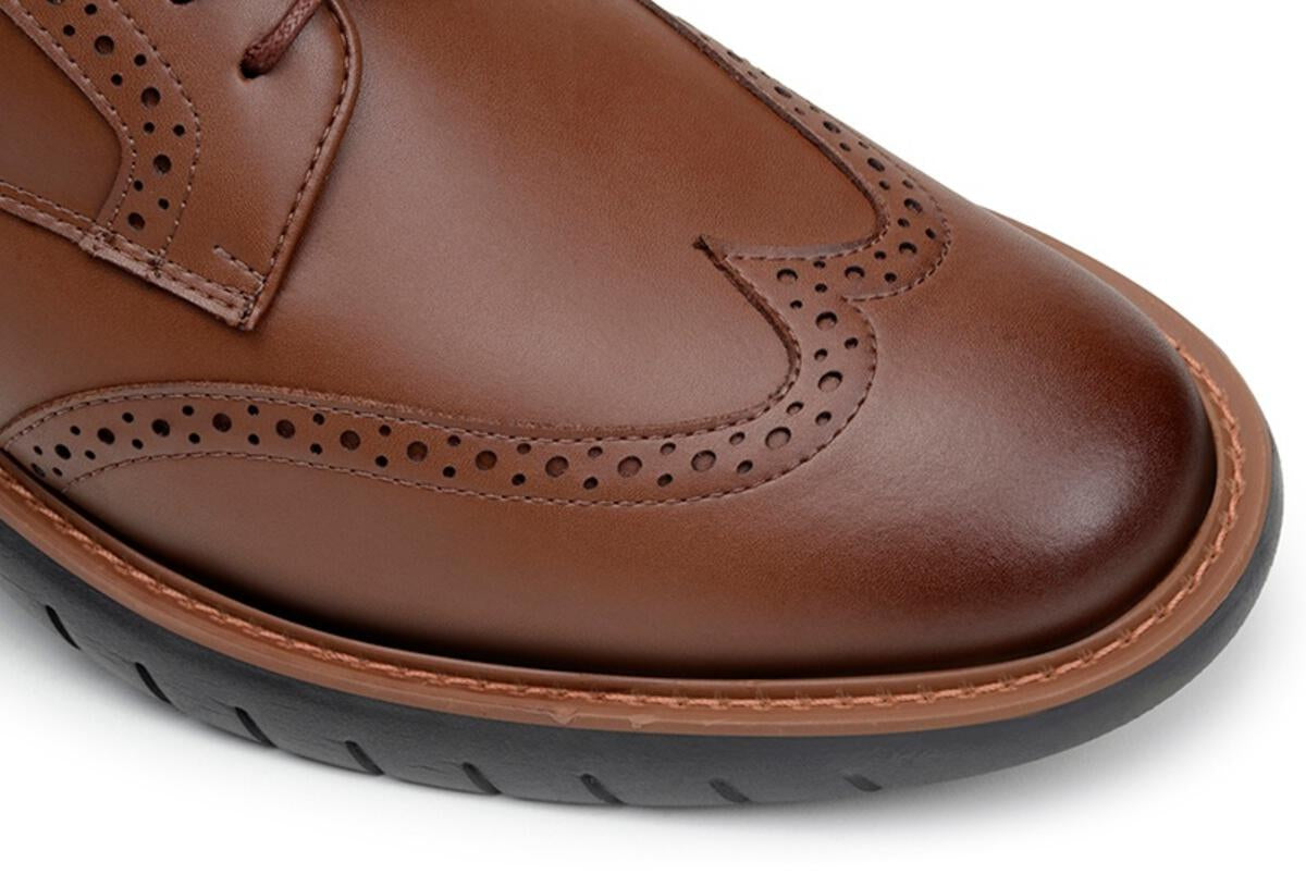 Ahimsa Vegan Leather Harry Brogue Shoes in Cognac - Wide Width Comfort for Men | Perfect for Office, Casual Wear & Formal Occasions