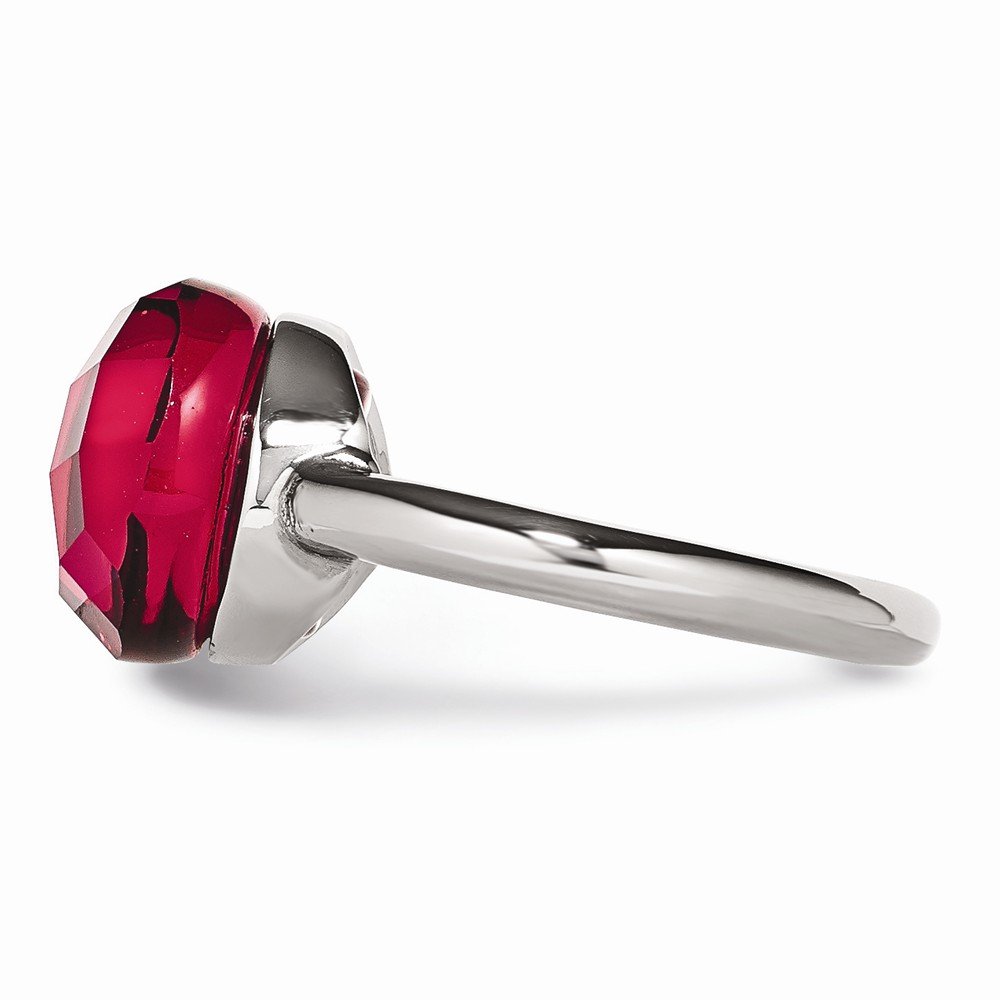 Stainless Steel Red Glass Ring Band for Women - Durable & Elegant Jewelry for Everyday Wear, Parties, and Special Occasions
