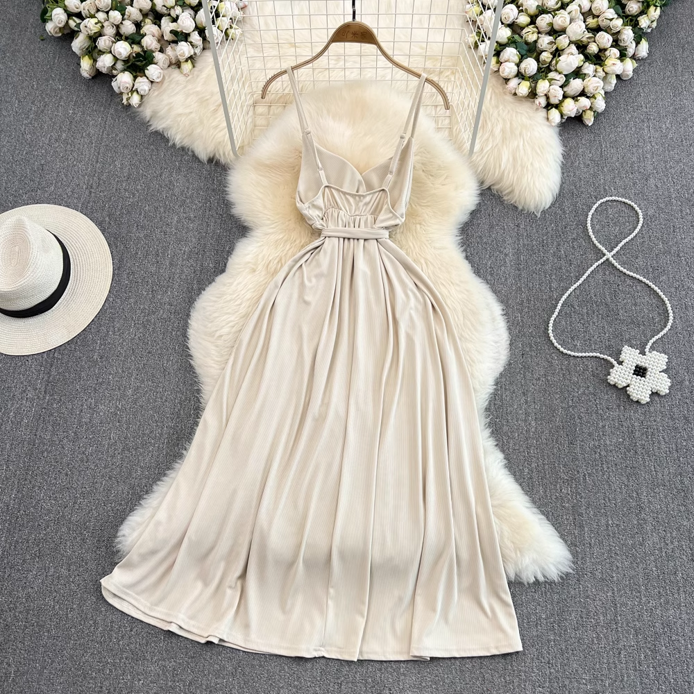 Korean Style Backless Bowknot Sling Sexy Midi Skirt for Women - Elegant Party Dress, Clubwear & Date Night Outfit - Perfect for Summer Beach, Vacations & Special Occasions