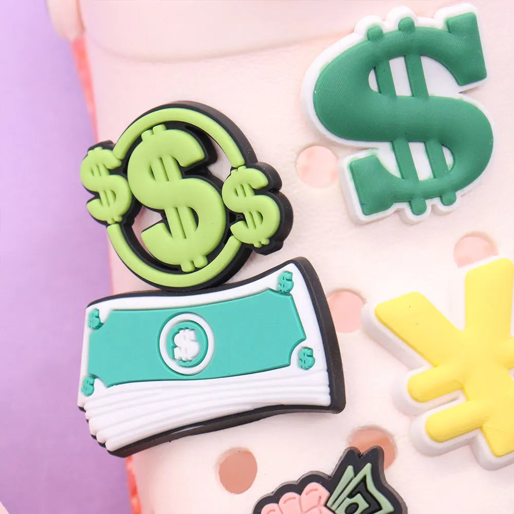 New 1pc Money Themed PVC Shoe Charms - Financial Freedom Decor for Slippers, Clogs & DIY Wristbands - Perfect for Crafting, Shoe Decoration & Festival Accessories