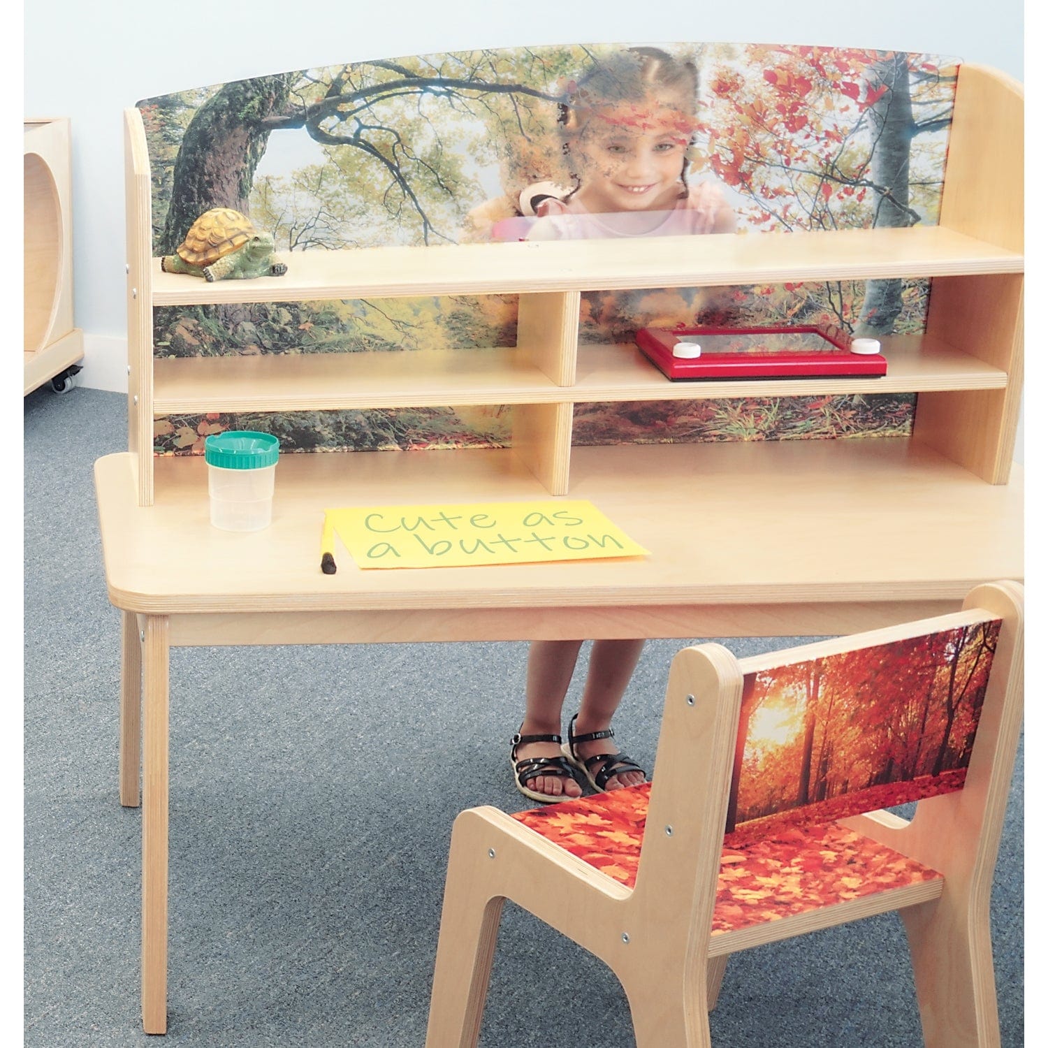 Nature View Writing Center - Premium Wooden Writing Desk with Storage for Home Office & Study - Perfect for Remote Work, Online Classes & Creative Writing