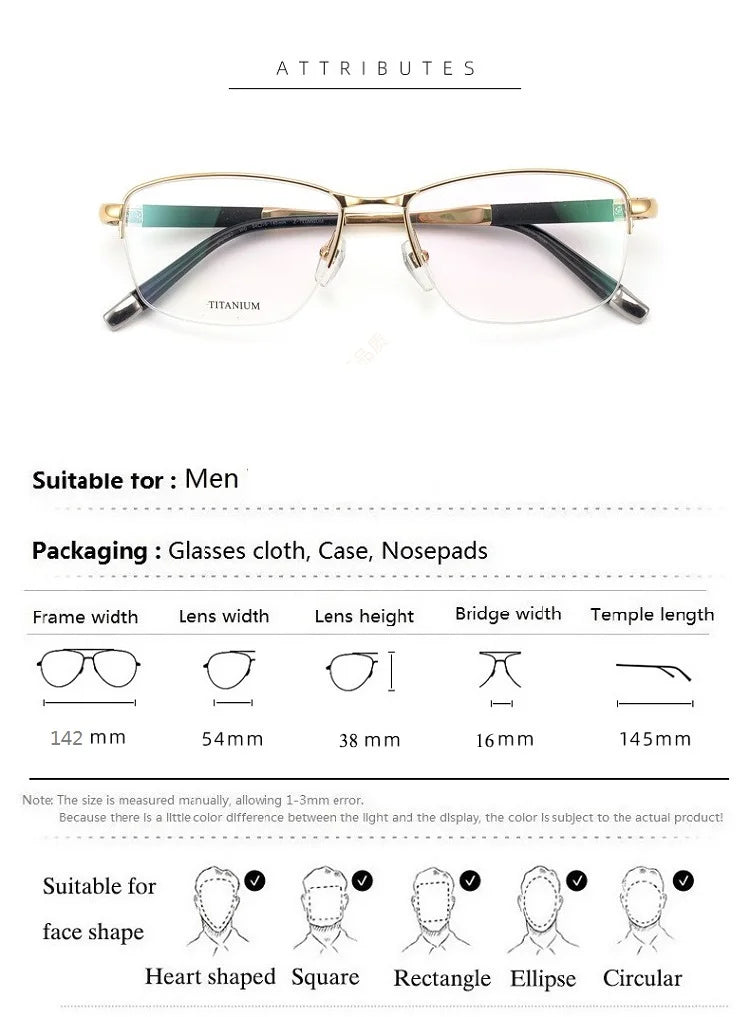 Aimee Unisex Semi-Rimless Square Titanium Eyeglasses Frame 27007 - Lightweight Durable Glasses for Work, Reading & Fashion