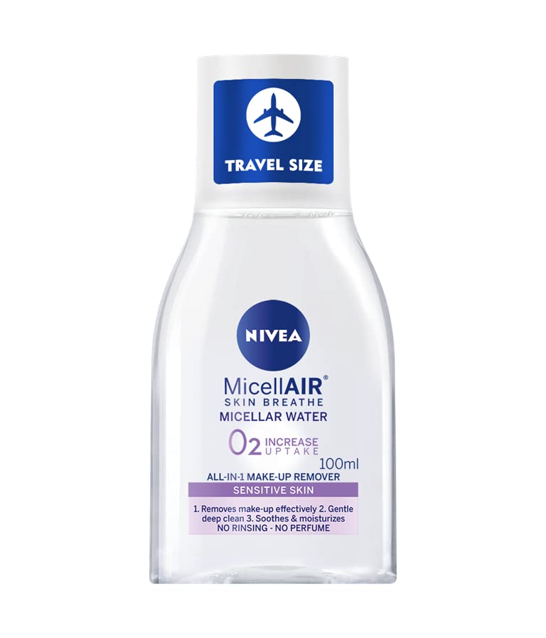 Nivea Micellar Water Makeup Remover - Skin Breathe Formula, Travel Size 100ml | Gentle Cleansing for Face & Eyes | Perfect for Travel, Gym & On-The-Go