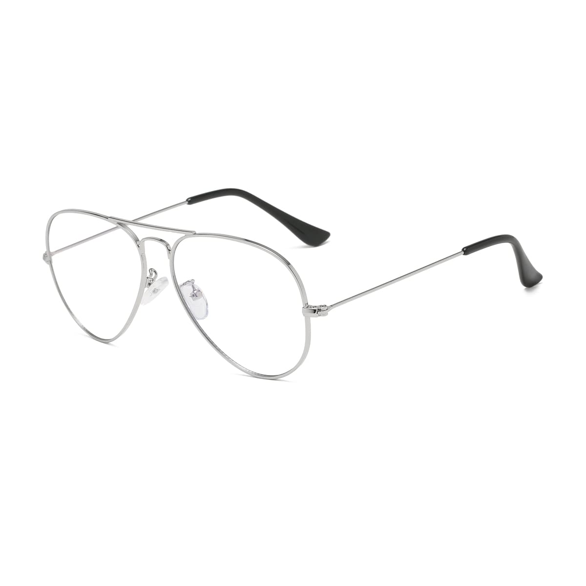 Junsika Blue Light Blocking Glasses for Women & Men - Classic Aviator Style Computer Glasses with Clear Lens & Metal Frame - Reduce Eye Strain for Work, Gaming & Screen Time